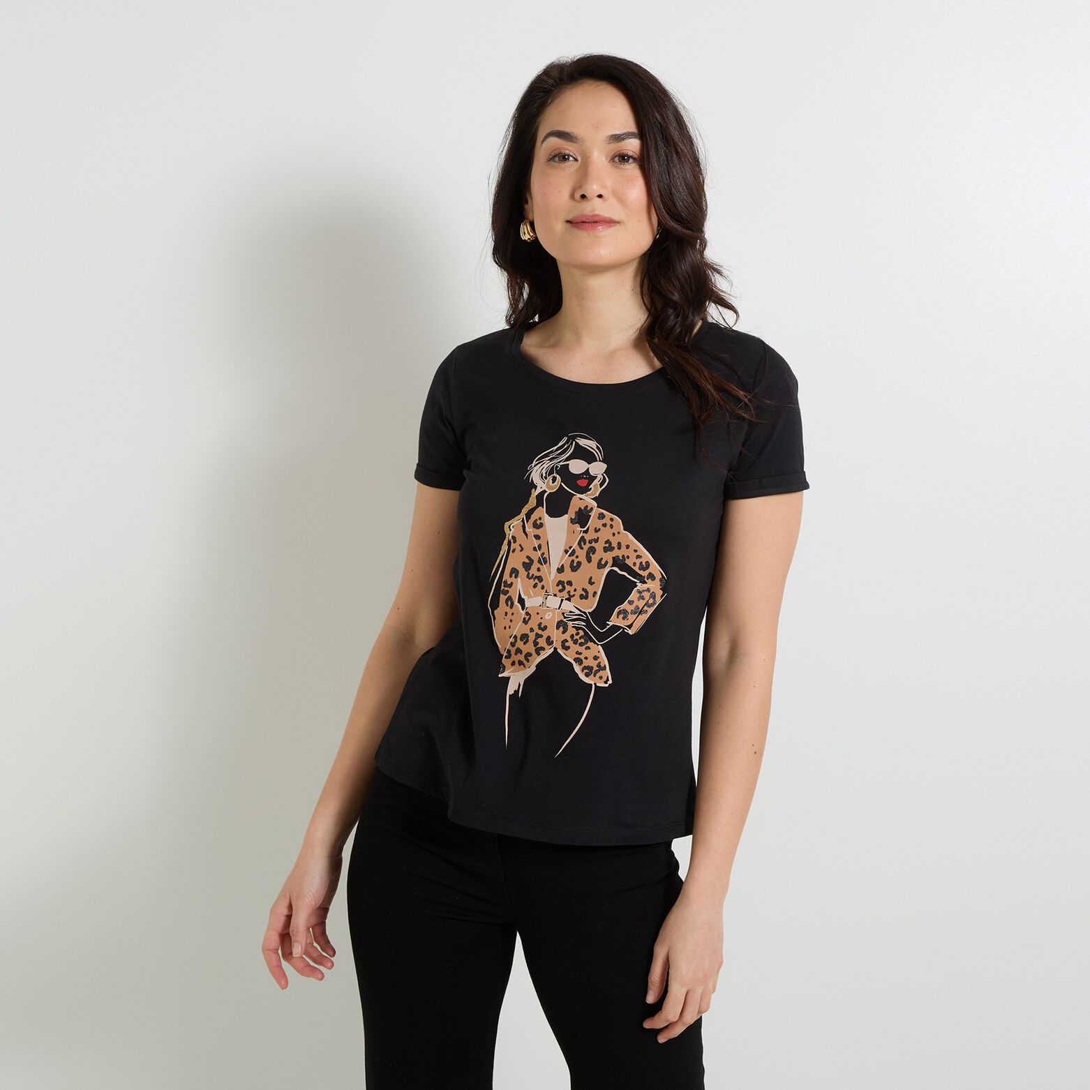 T-shirt imprimé léopard femme