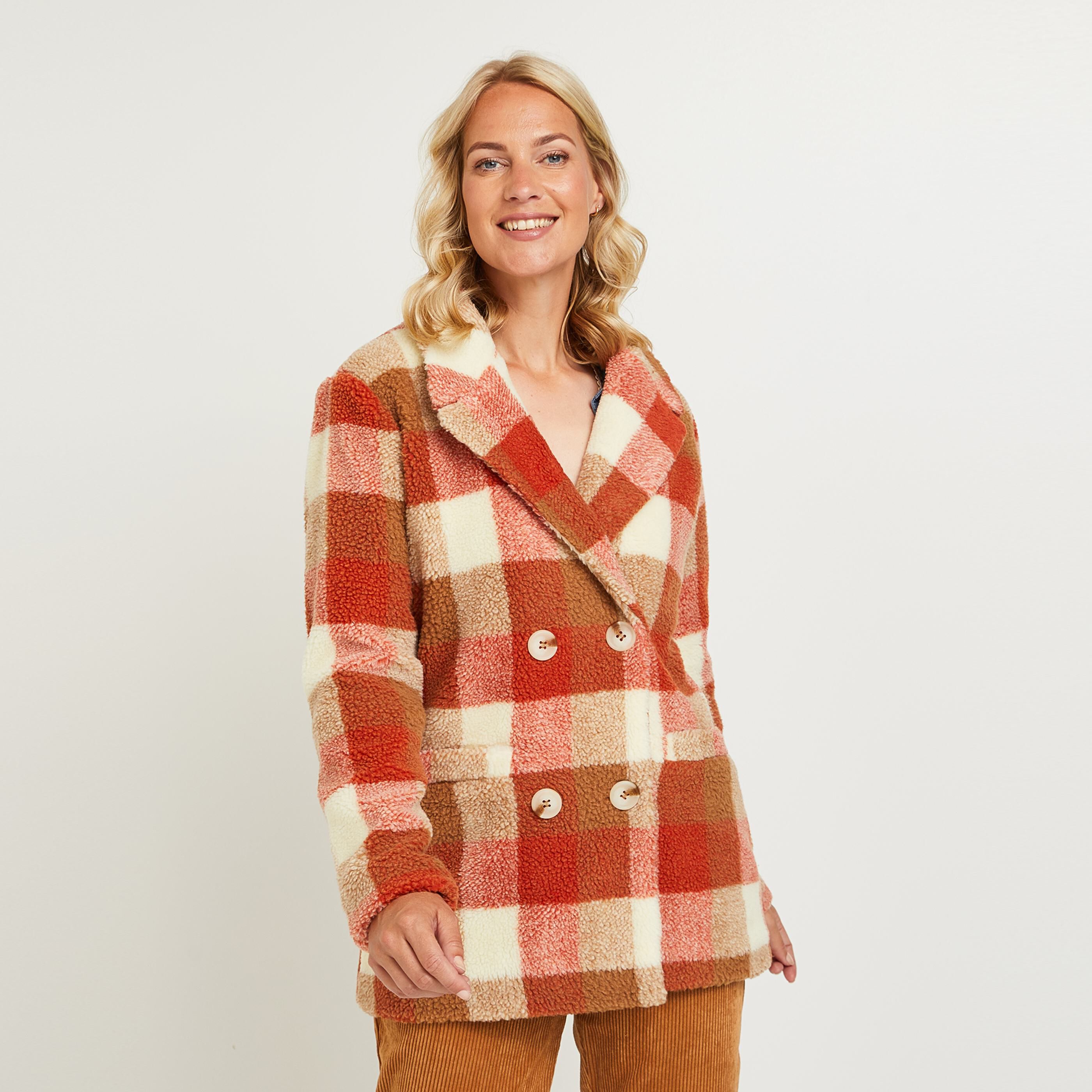Manteau a carreaux rouge femme 2025
