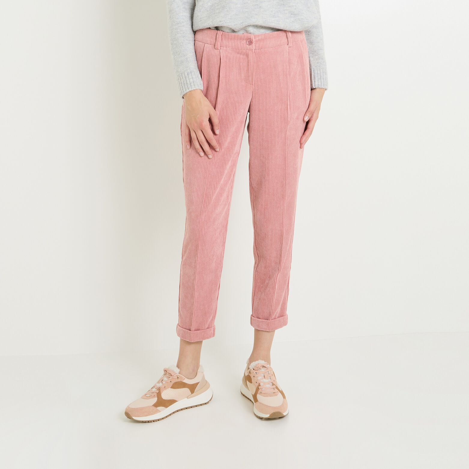 Pantalon velours à pinces femme