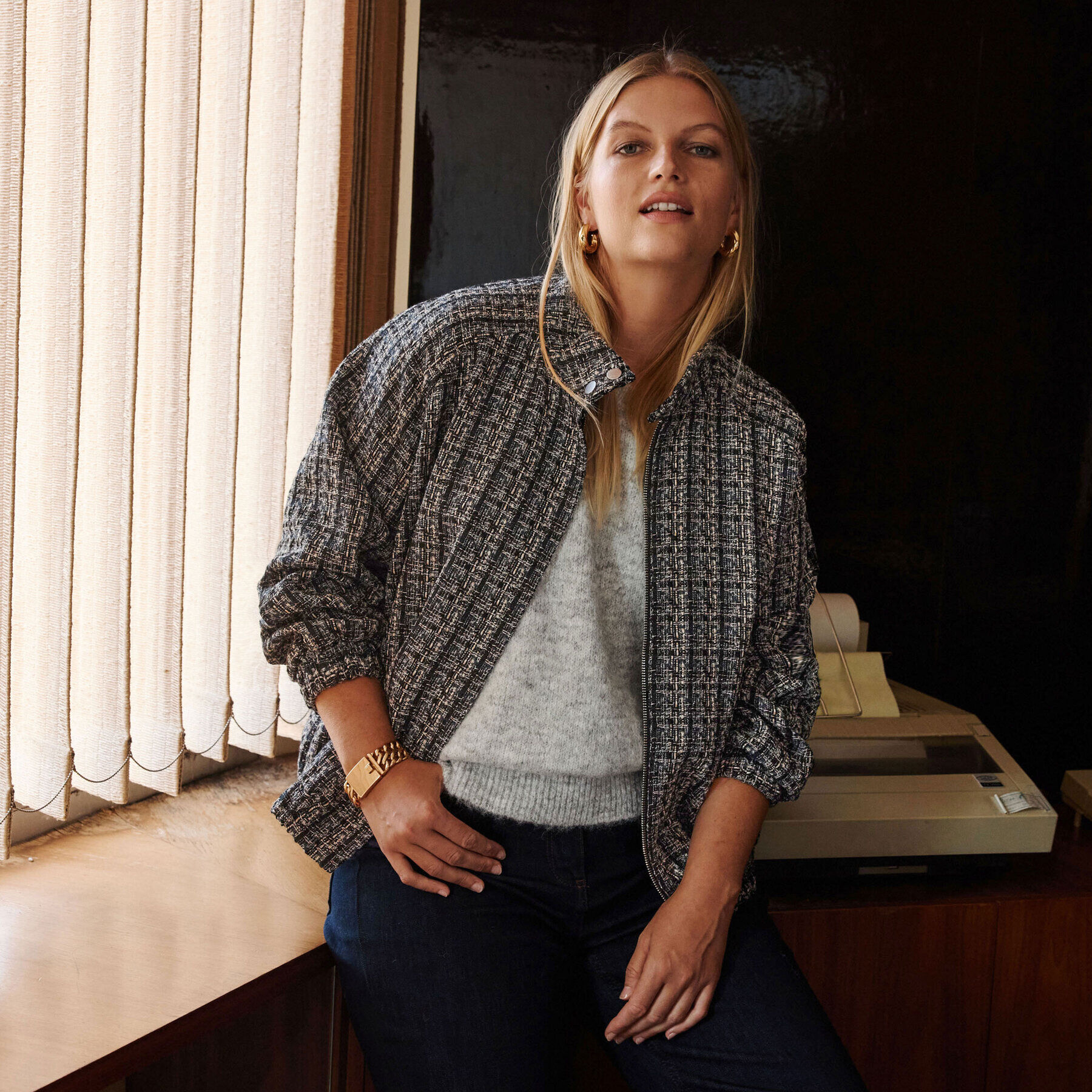Veste bomber en tweed femme