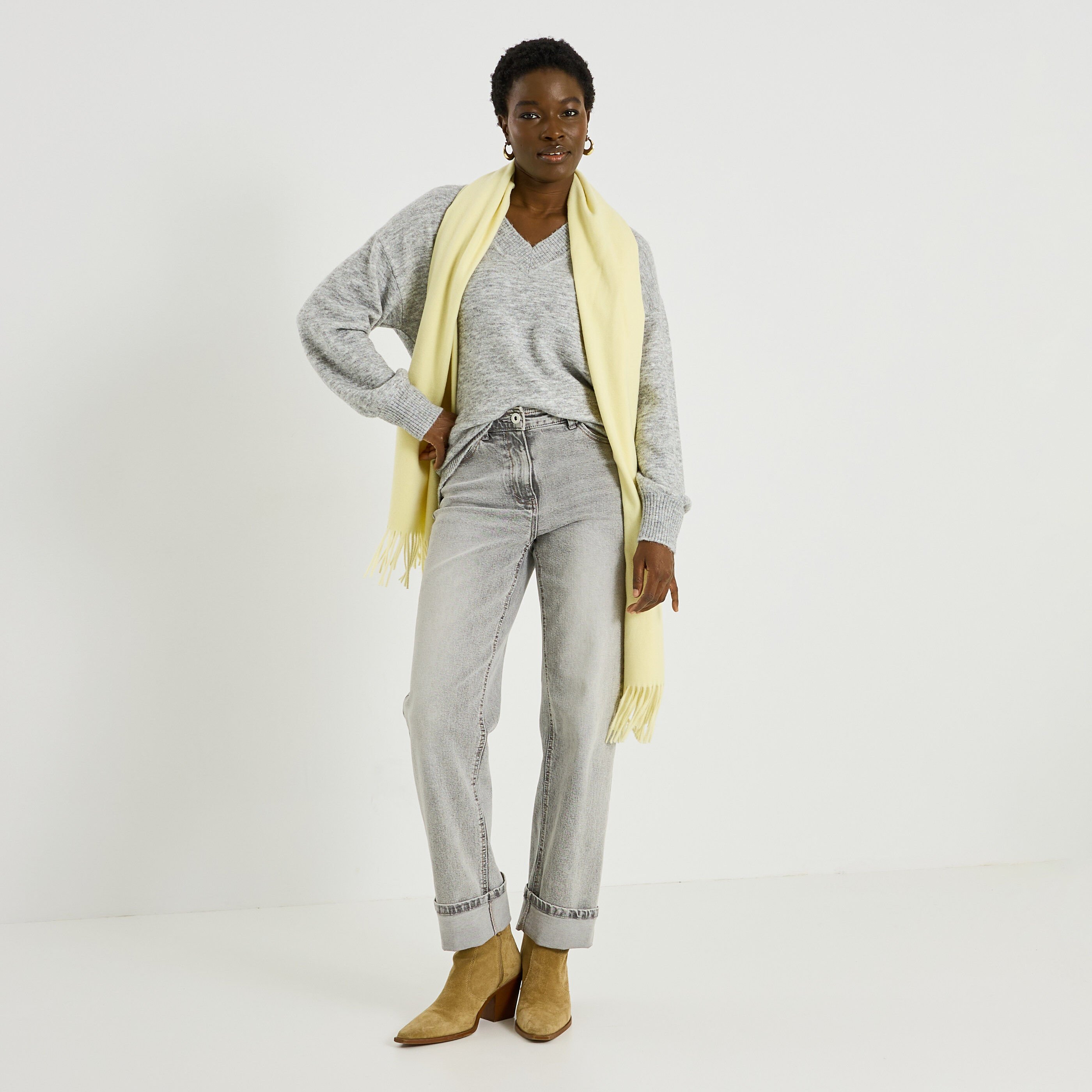 Pull loose &agrave; col V femme