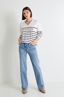 Pull col V femme