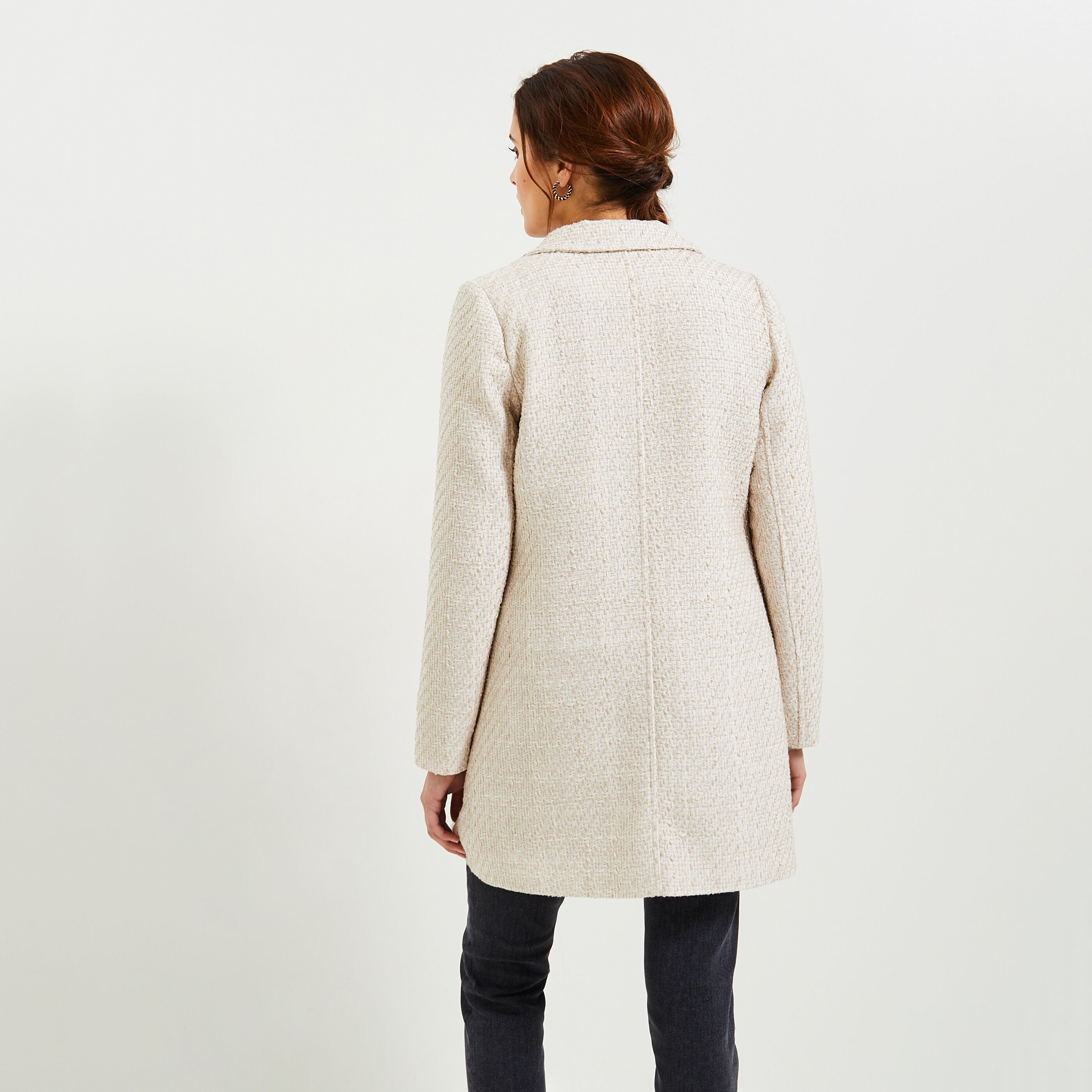 Manteau mi-long en tweed femme