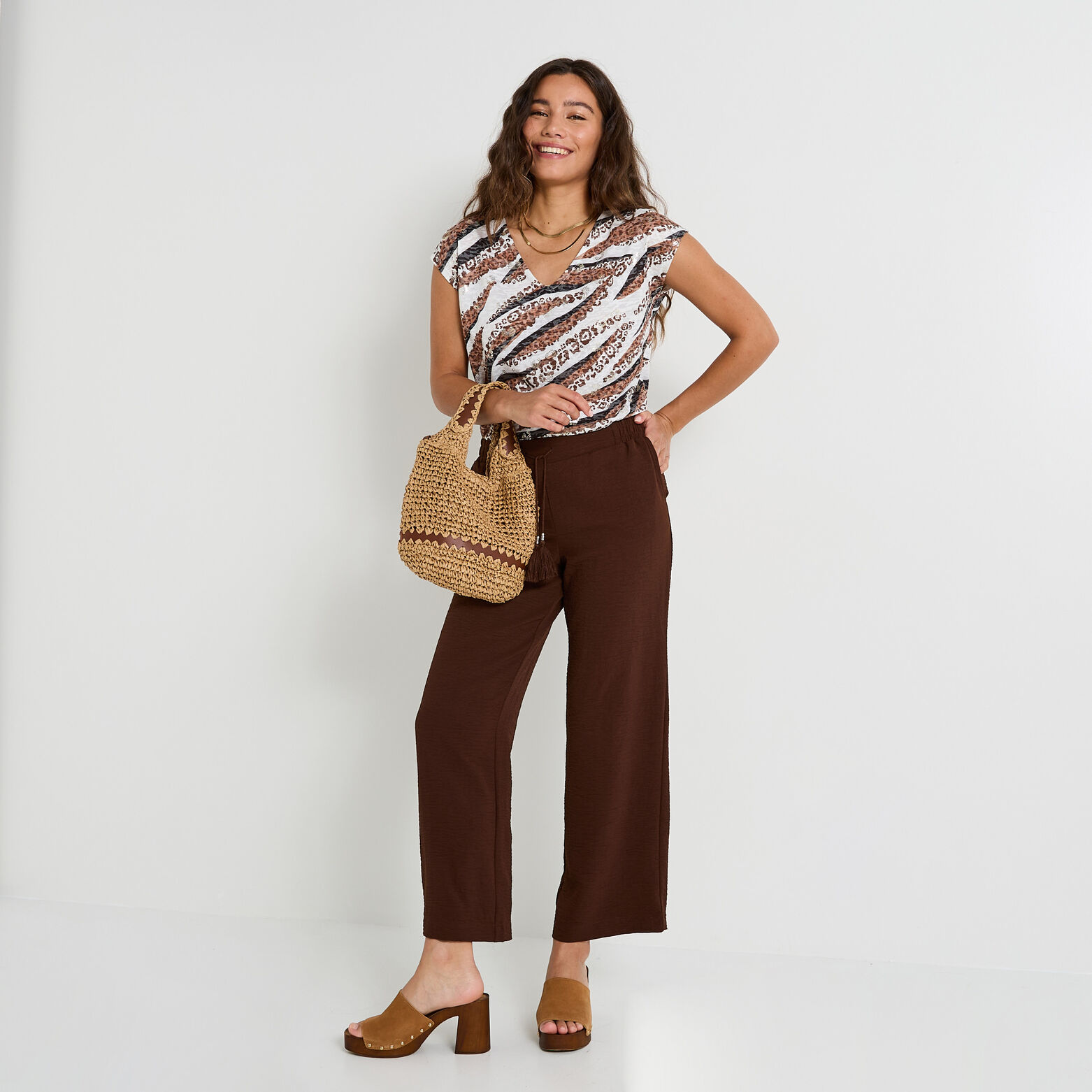 T-shirt imprimé zébré femme