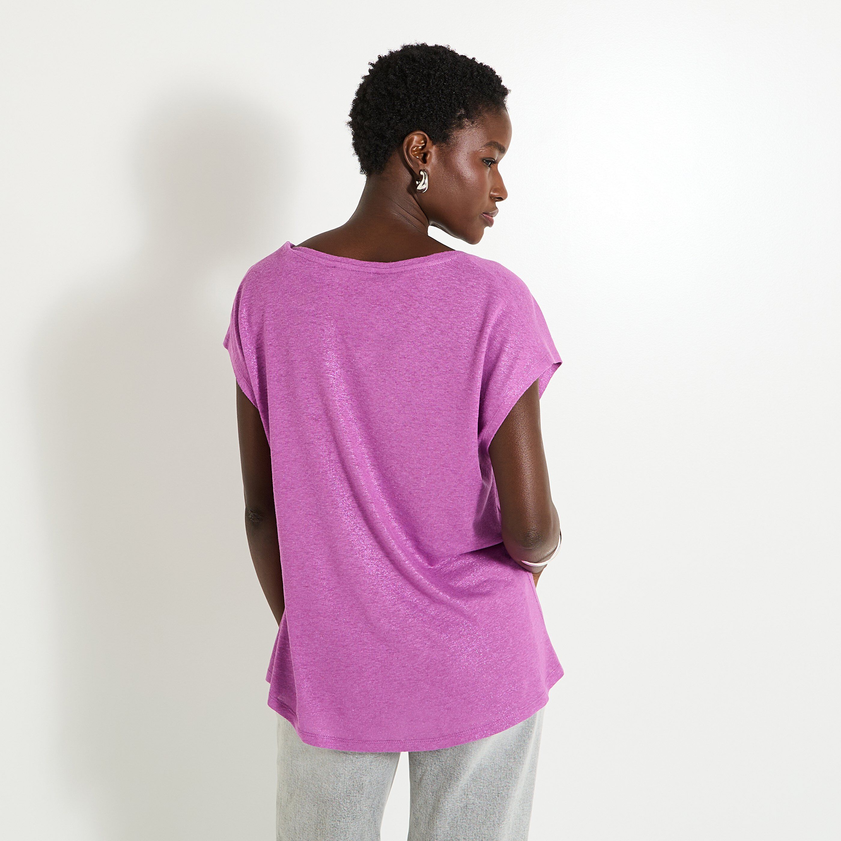 T-shirt en lin m&eacute;lang&eacute; femme