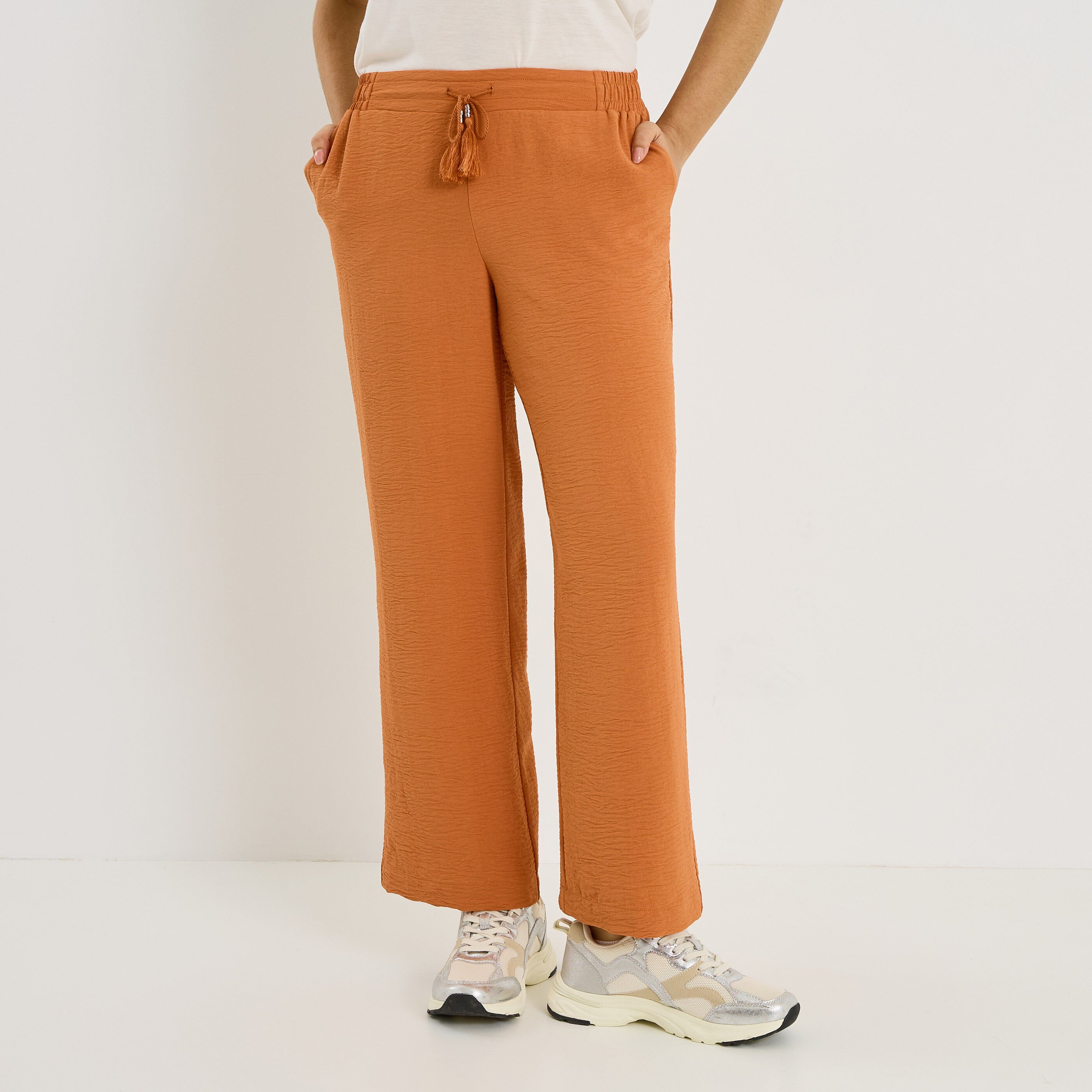 Pantalon fluide taille &eacute;lastiqu&eacute;e femme