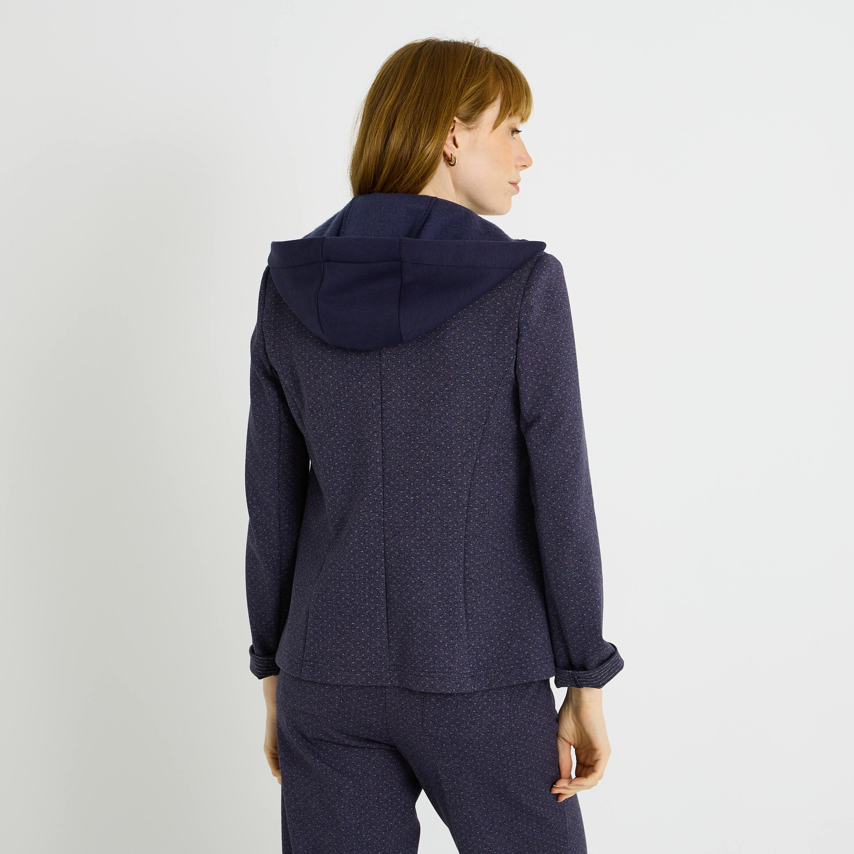 Blazer en maille capuche amovible femme