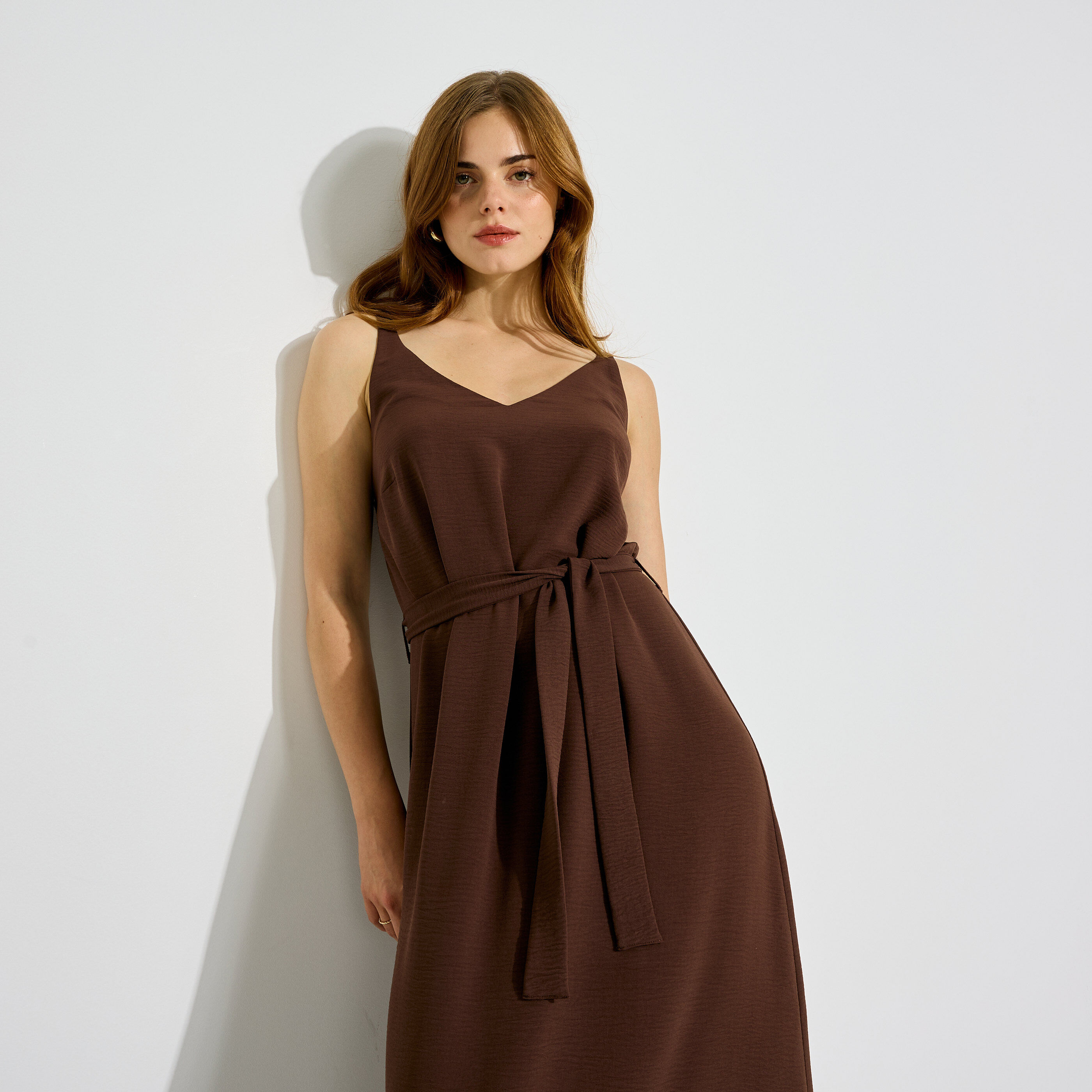 Robe longue unie infroissable &agrave; nouer