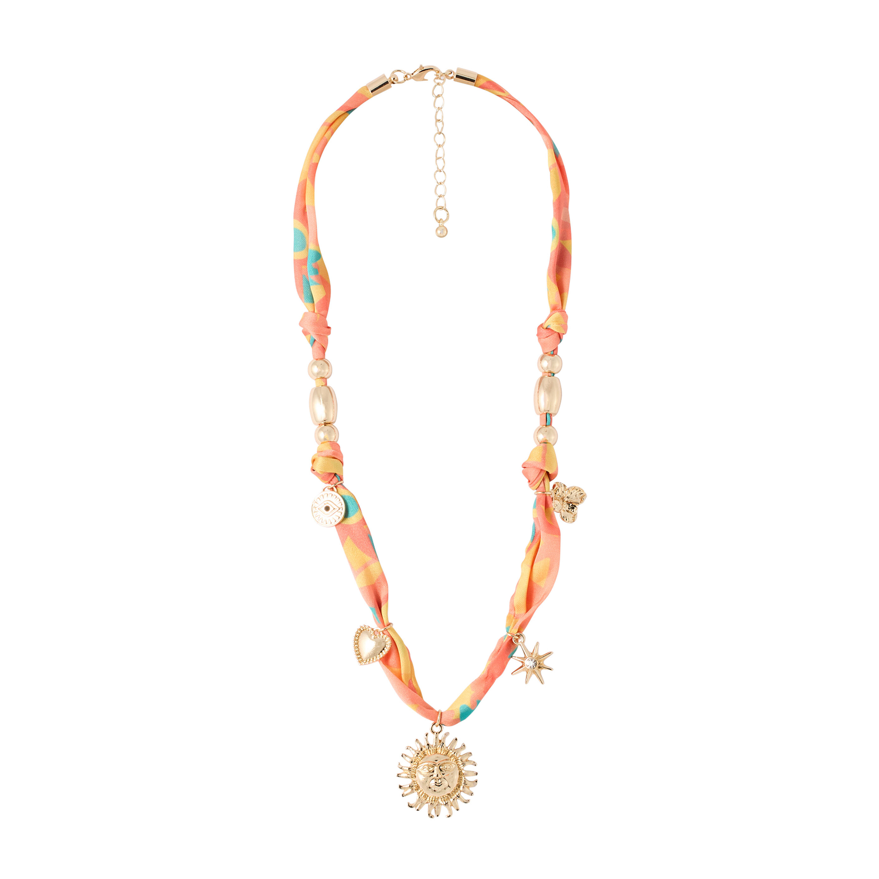 Collier tissu avec charm's femme