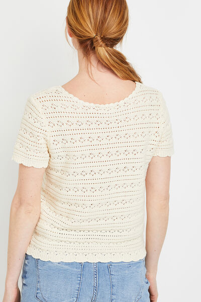 Gilet manches courtes ajouré femme