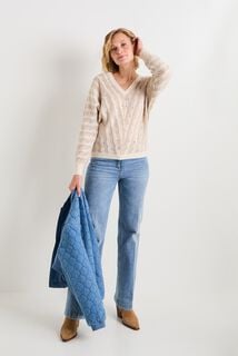 Pull col V femme