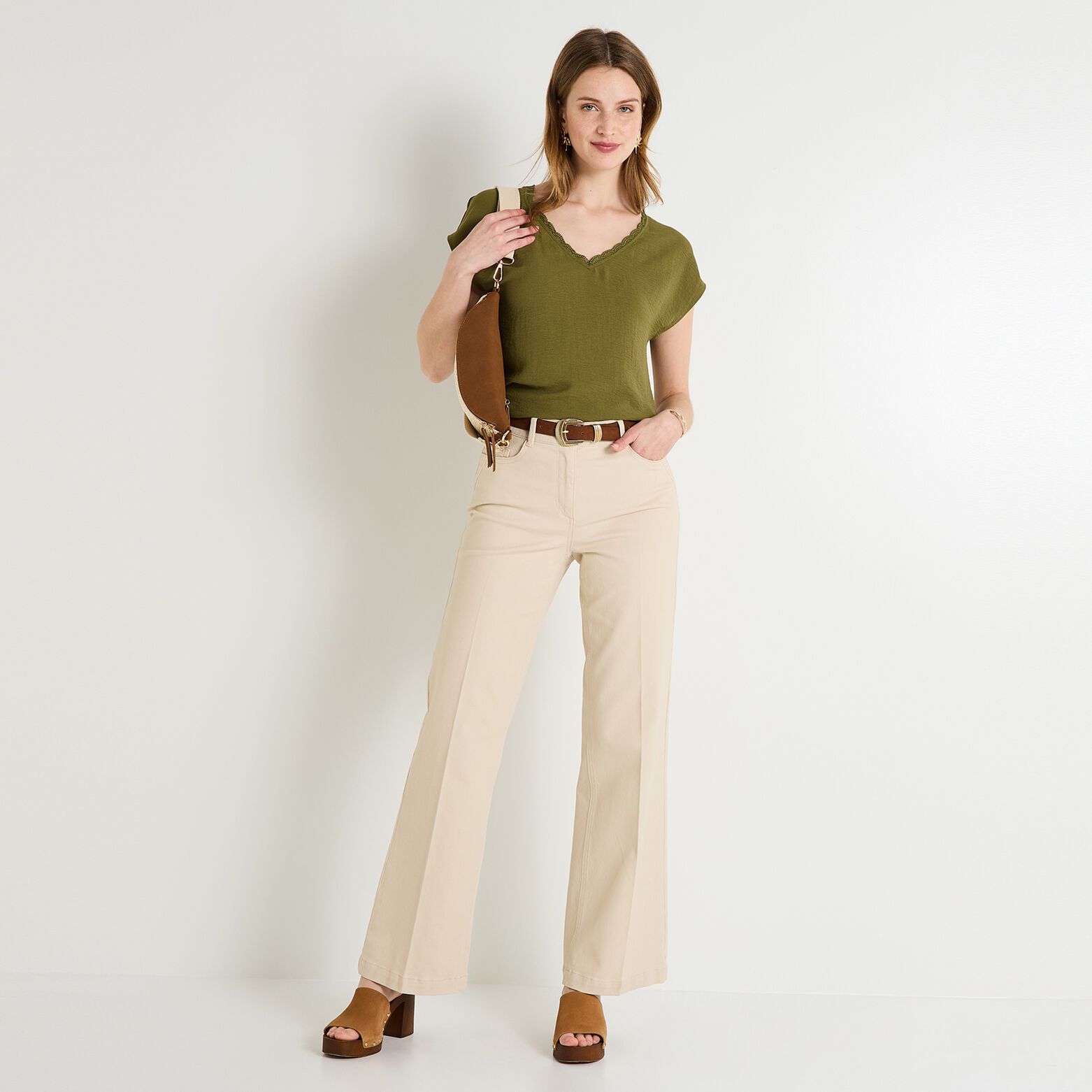 Blouse col V femme