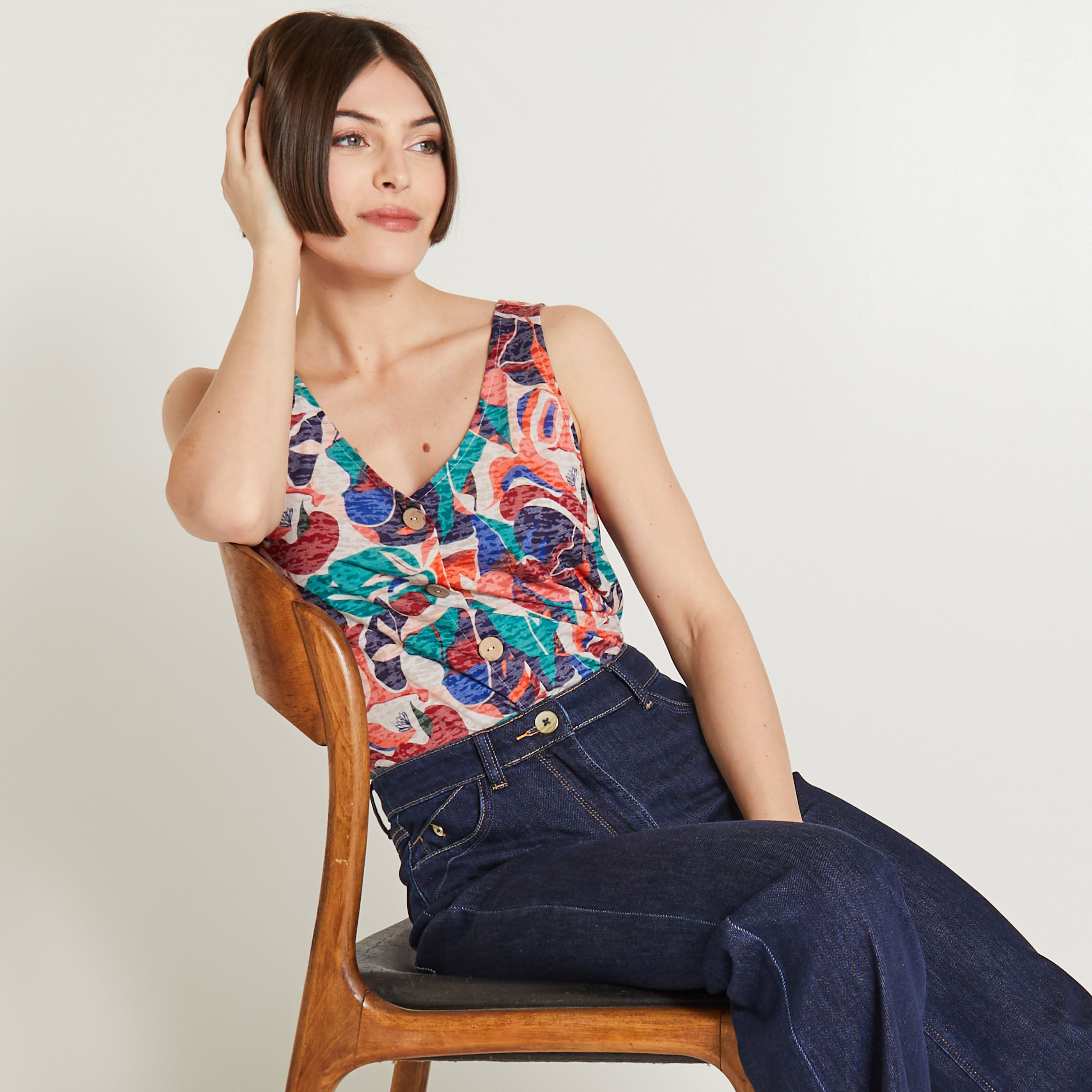 D&eacute;bardeur imprim&eacute; femme