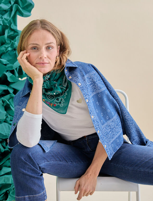 Foulard en coton imprim&eacute; bandana femme