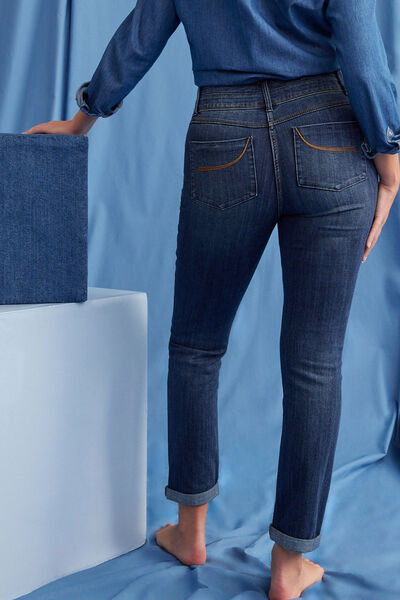Jean raccourci taille haute femme