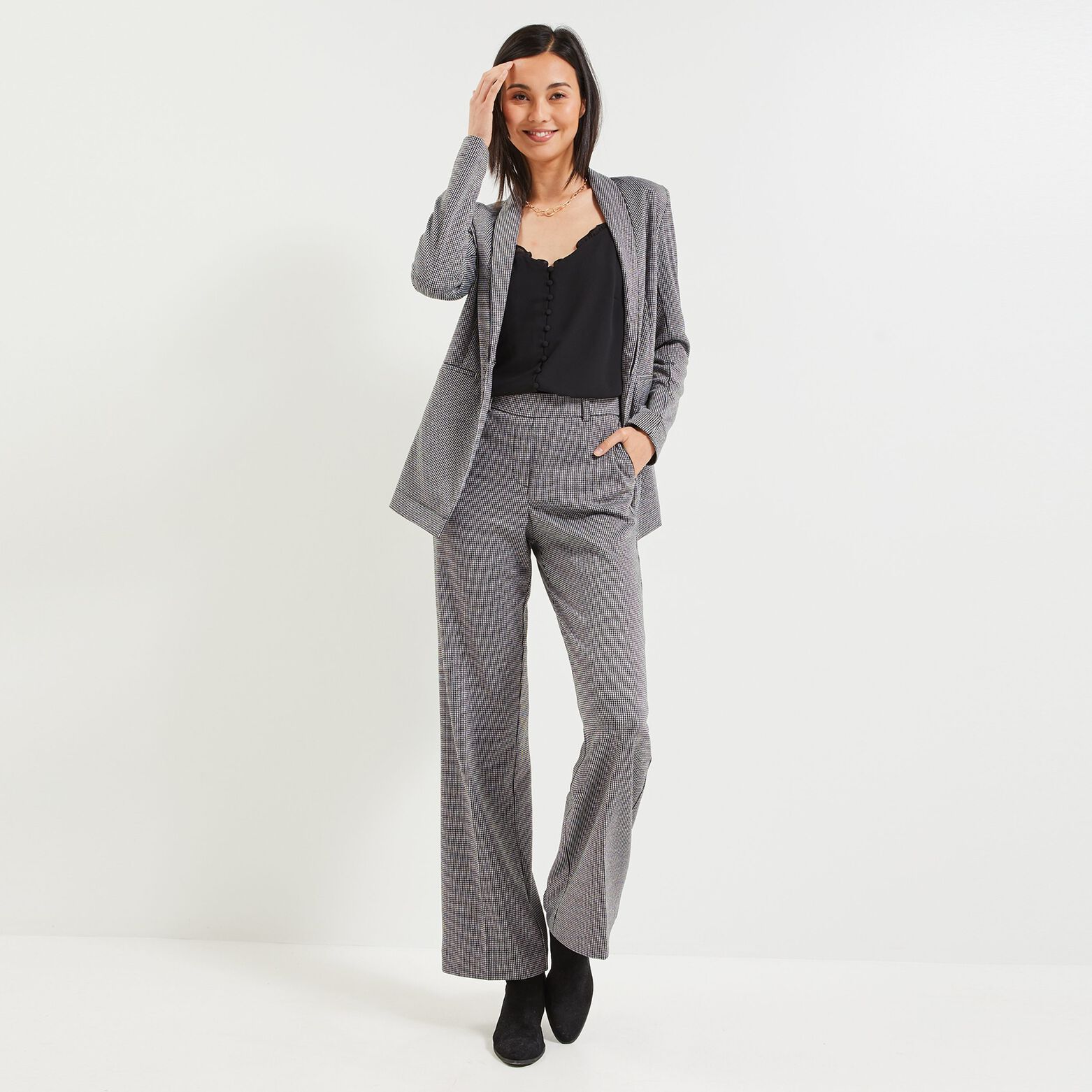 Veste blazer pieds de poule femme