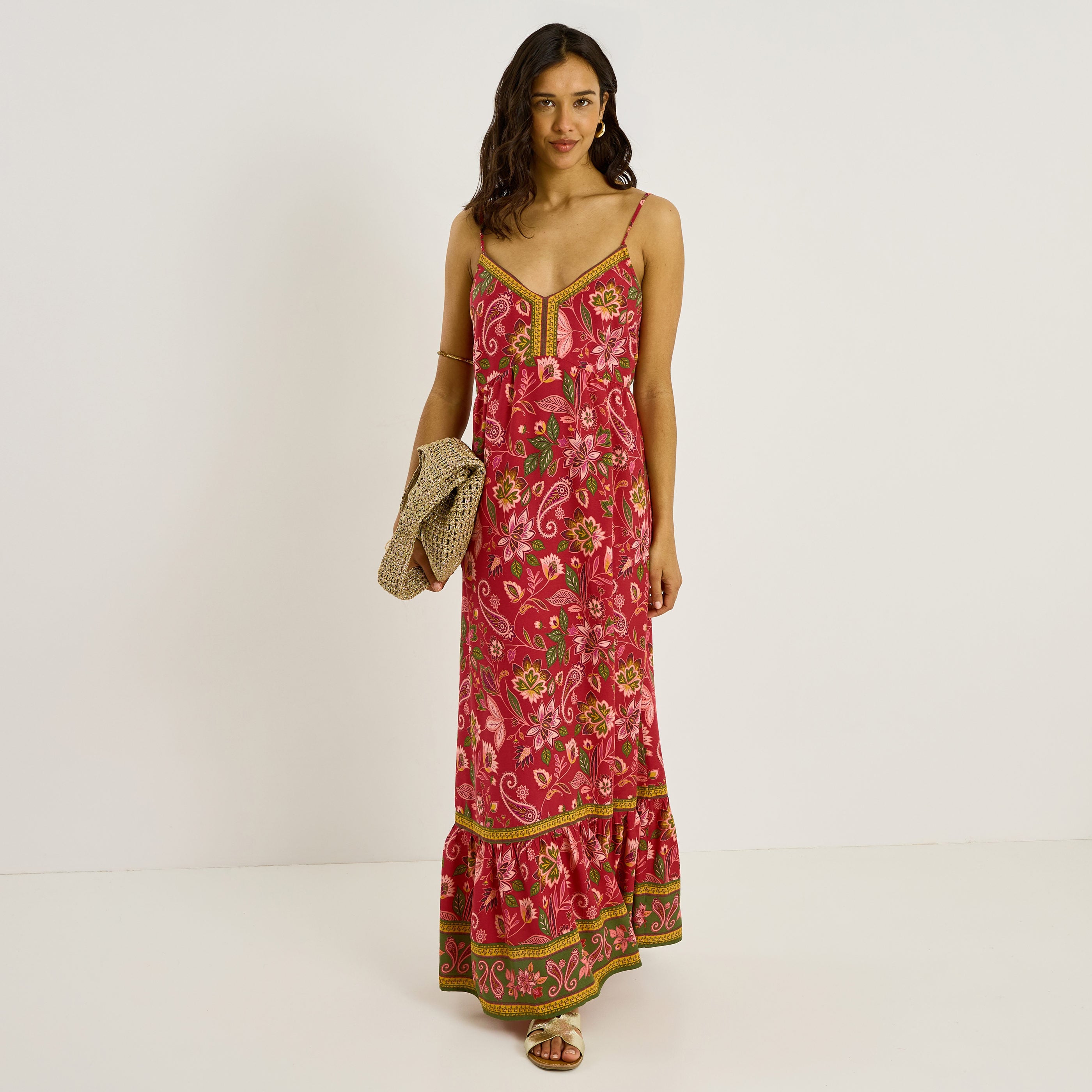 Robe longue boh&egrave;me imprim&eacute;e