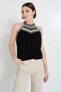 Top détails crochet femme
