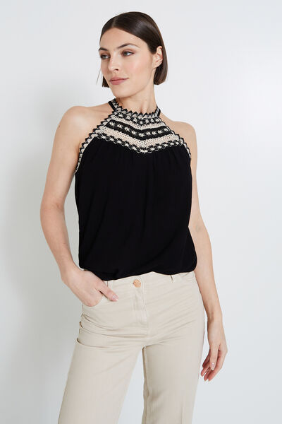 Top détails crochet femme