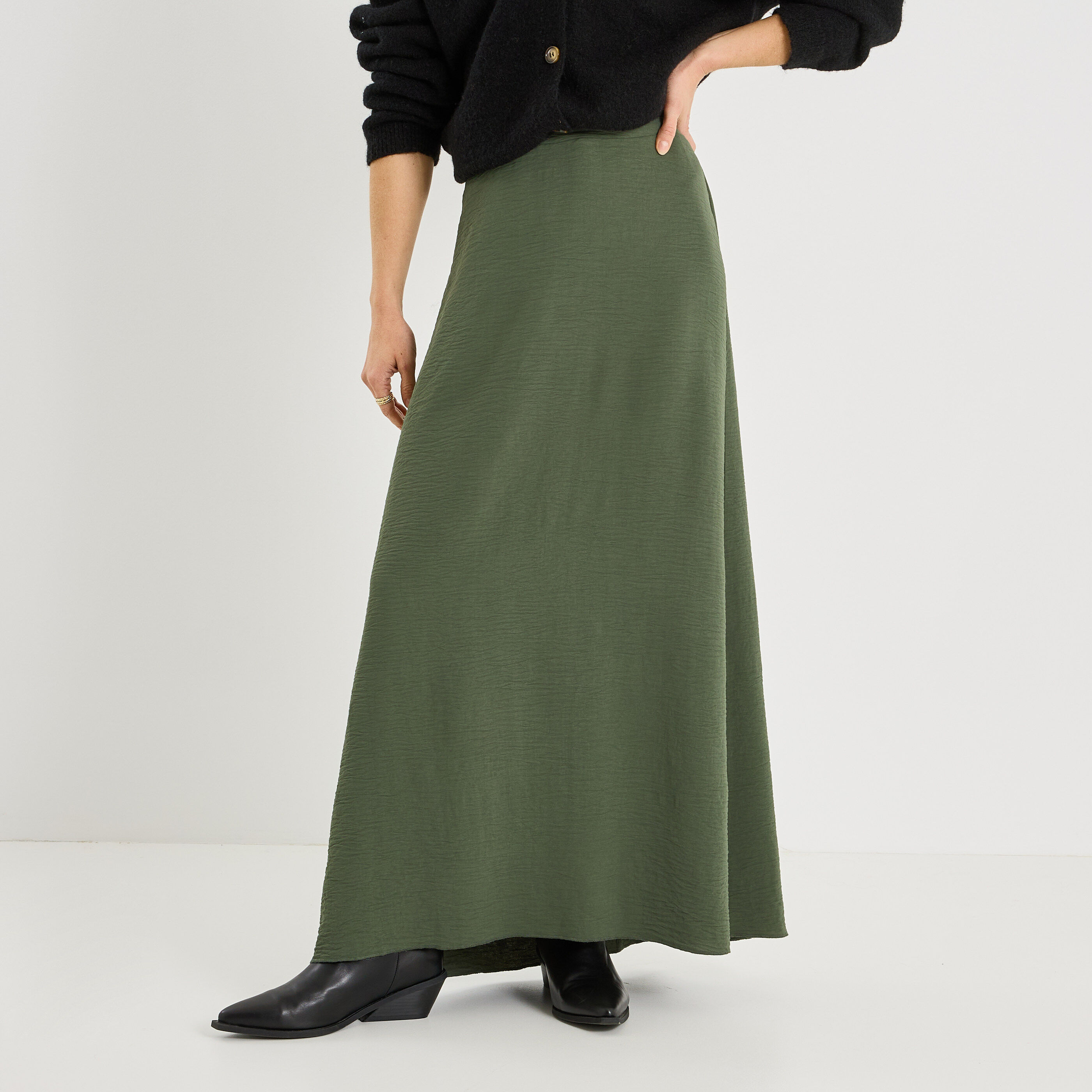 Jupe longue unie fluide infroissable