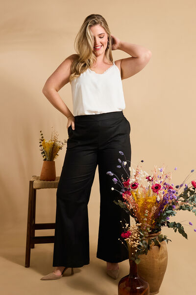Pantalon large en lin mélangé femme
