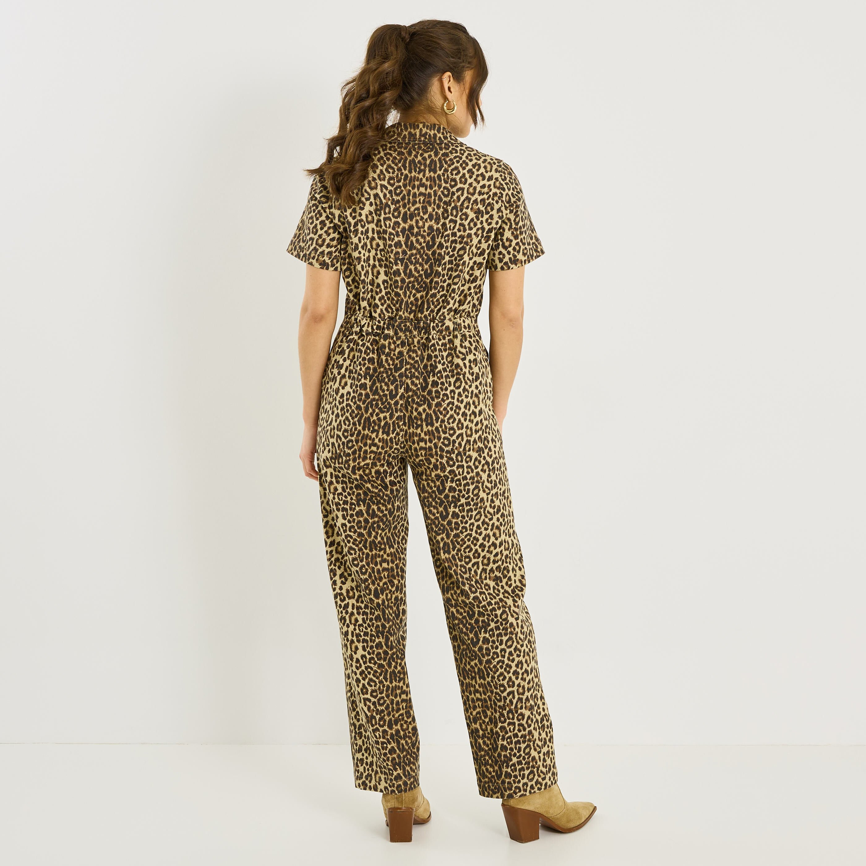 Combinaison longue imprim&eacute; l&eacute;opard femme