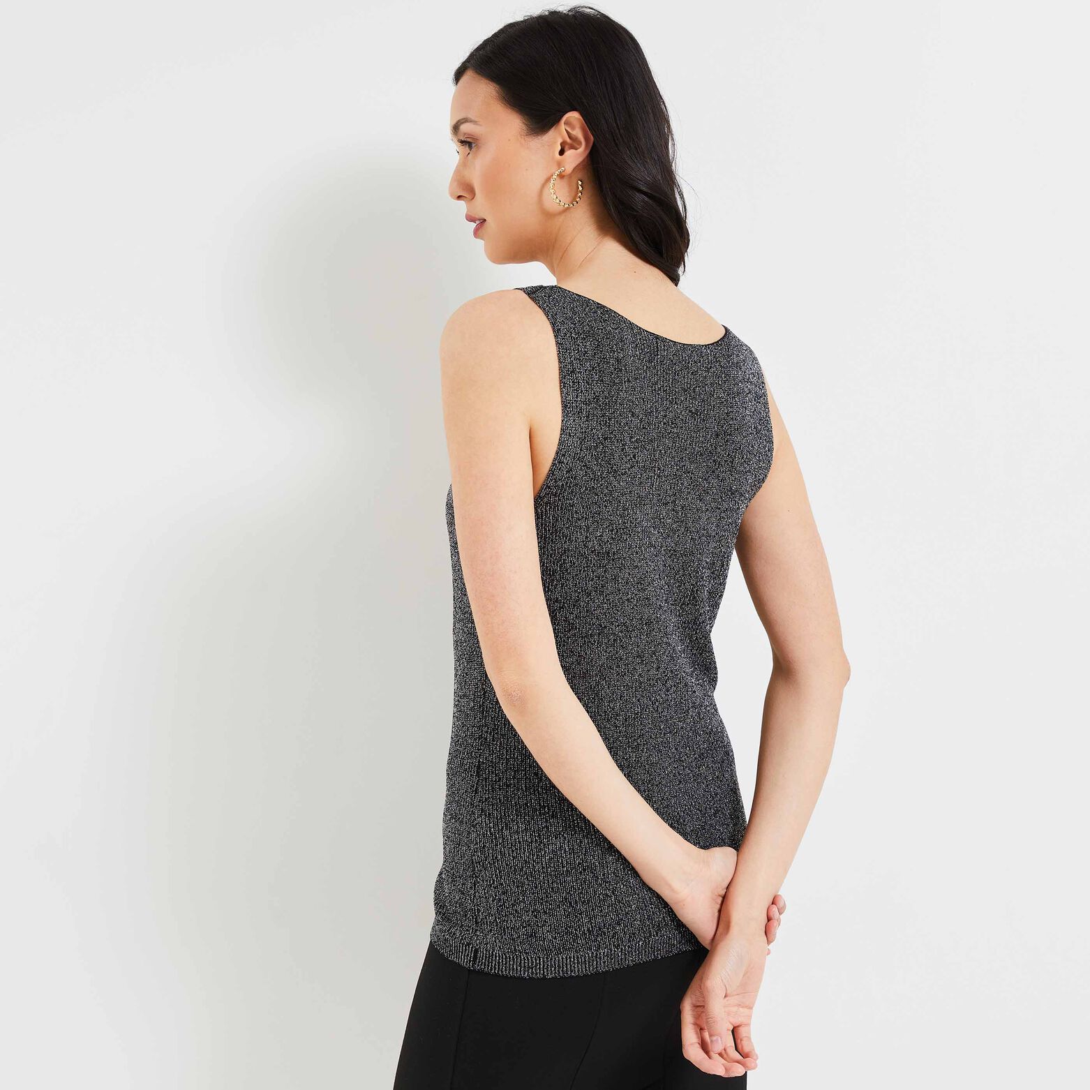 Débardeur maille cotelée lurex