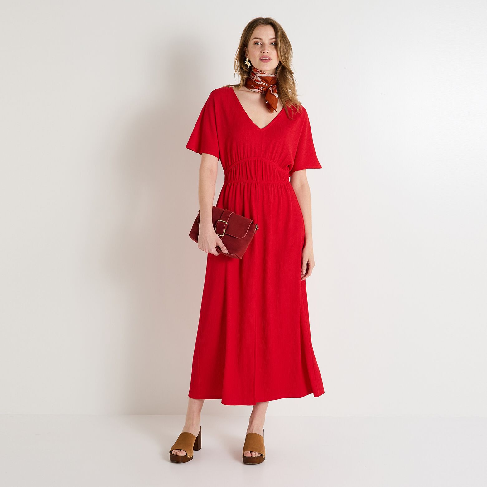 Robe longue en maille femme