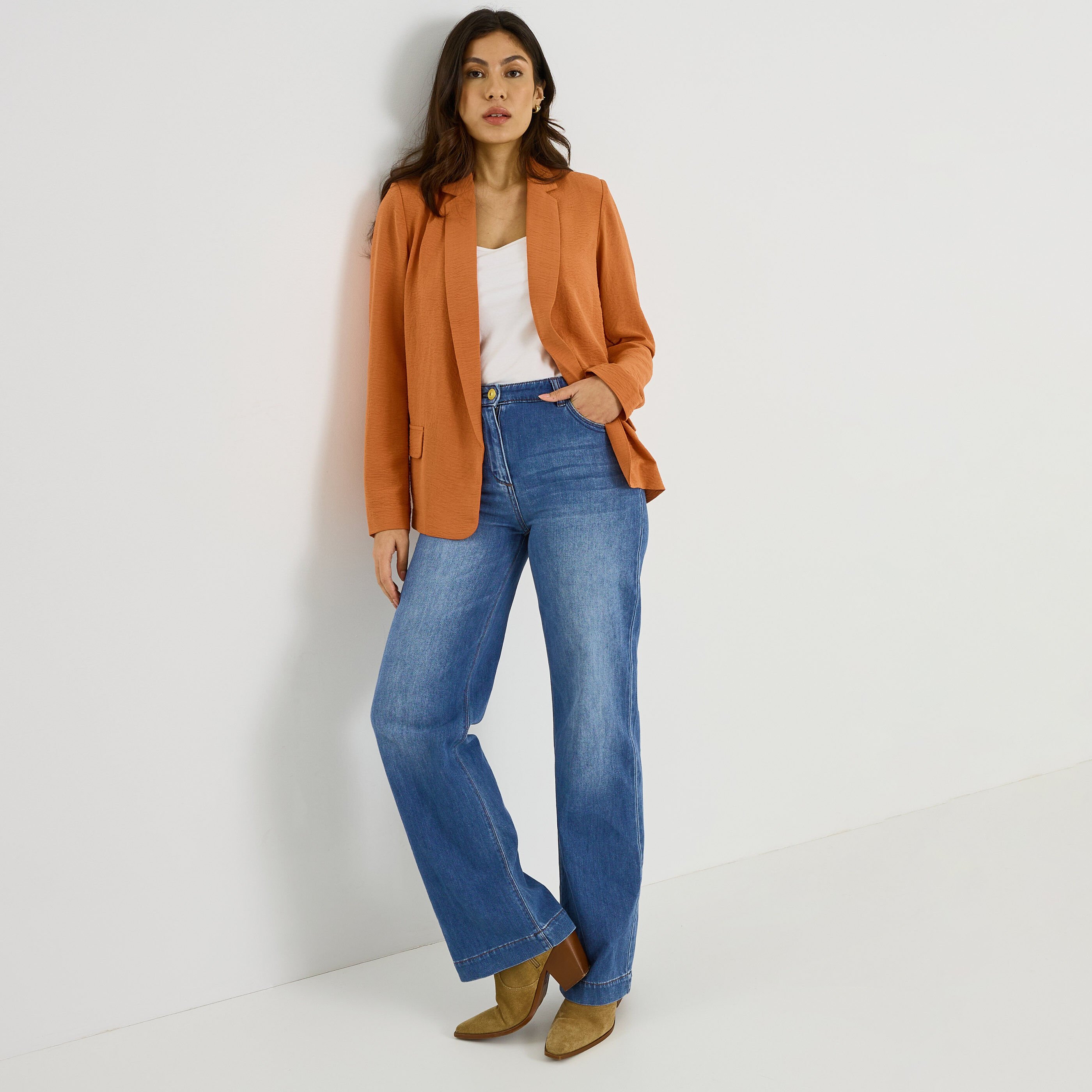 Veste fluide &agrave; col tailleur femme