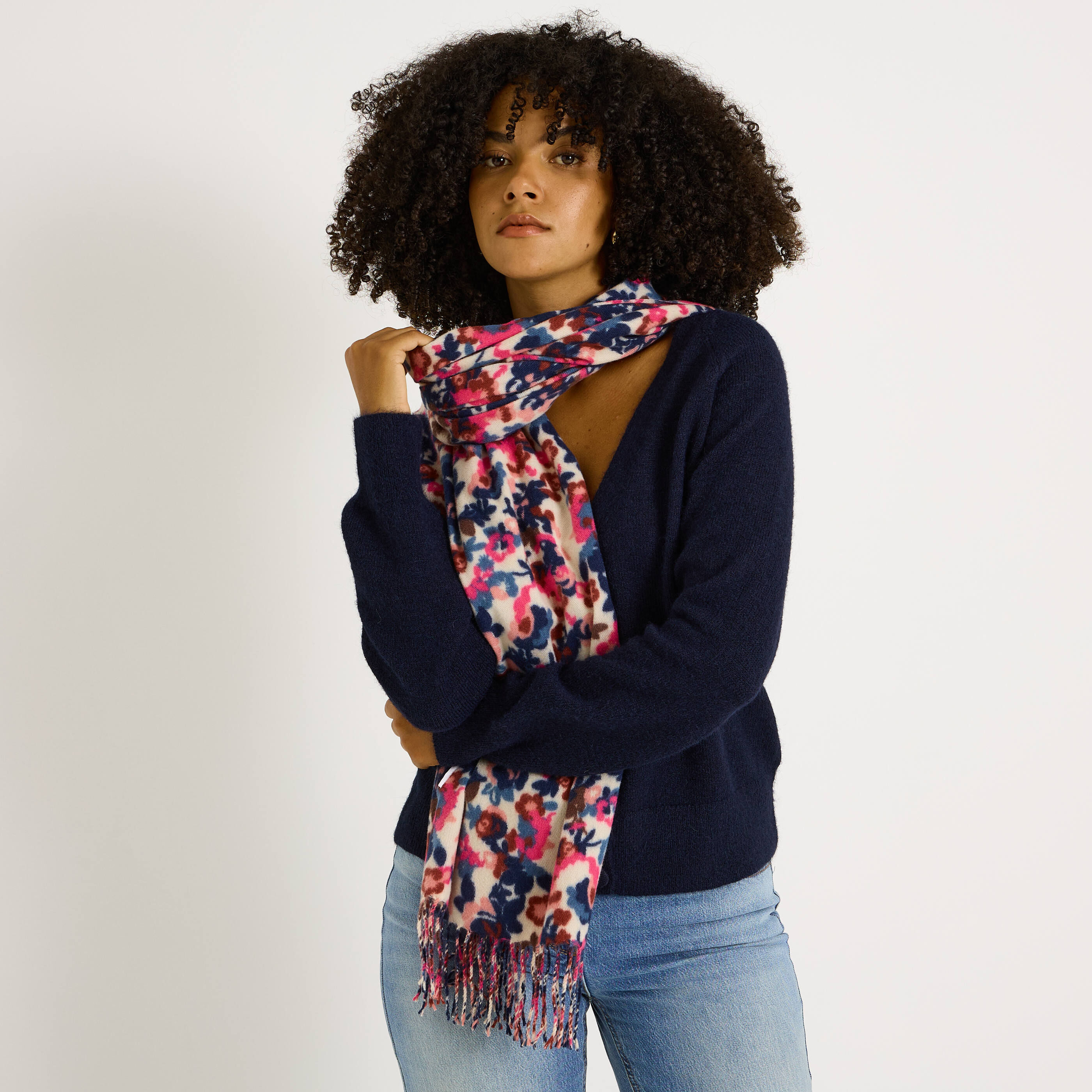 Echarpe motif fleuri femme
