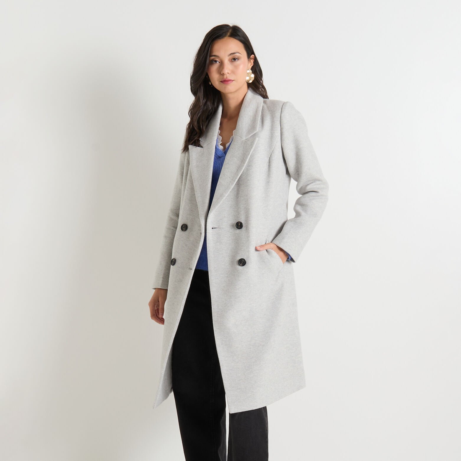 Manteau long femme GRIS Graindemalice - Main Image
