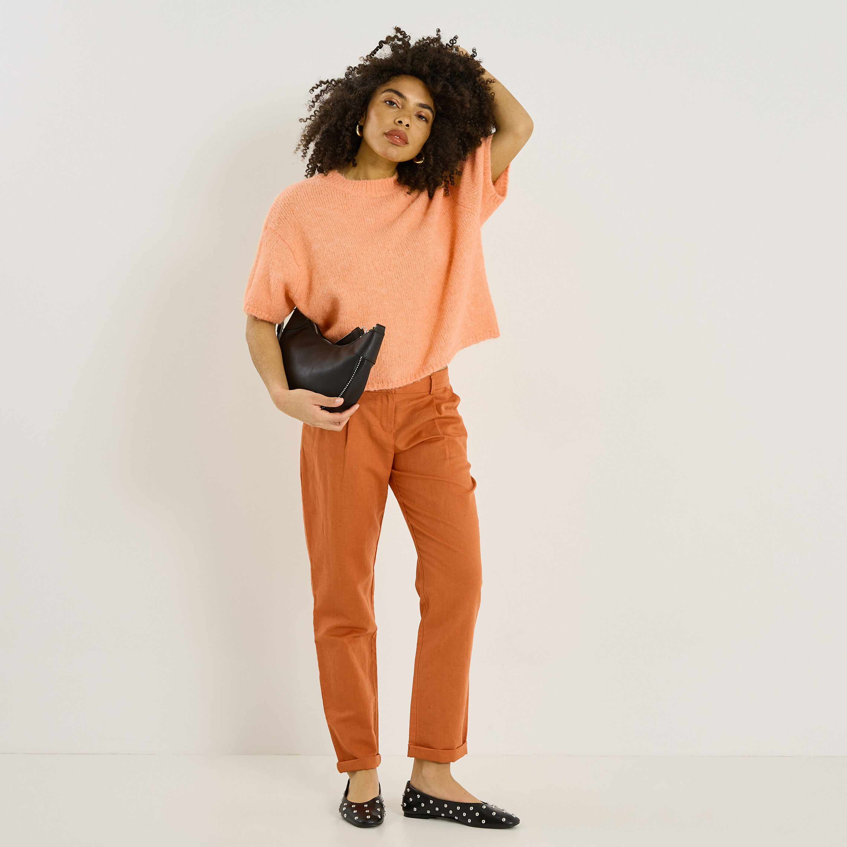 Pull manches courtes ample femme