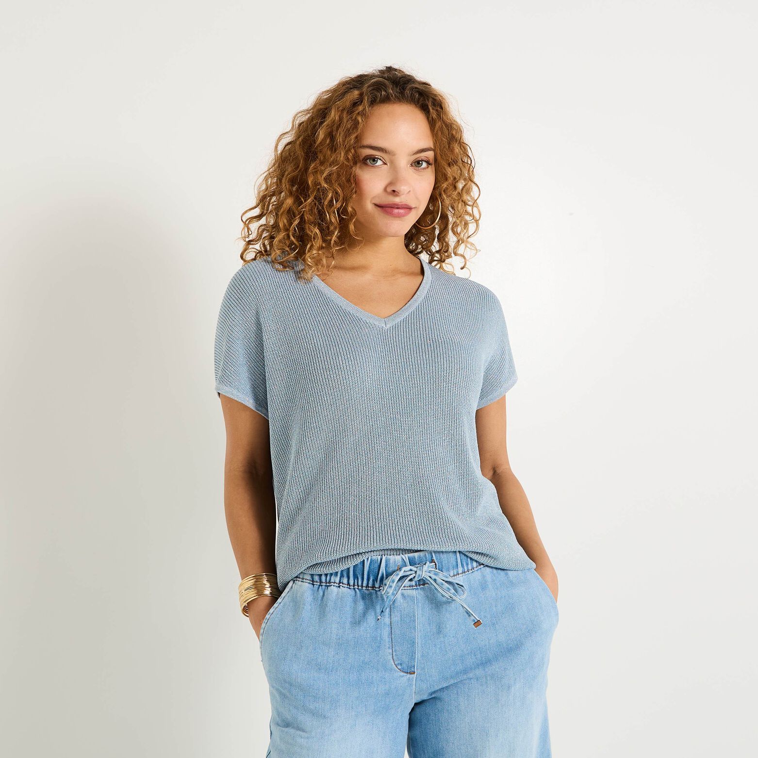 Pull manches courtes femme