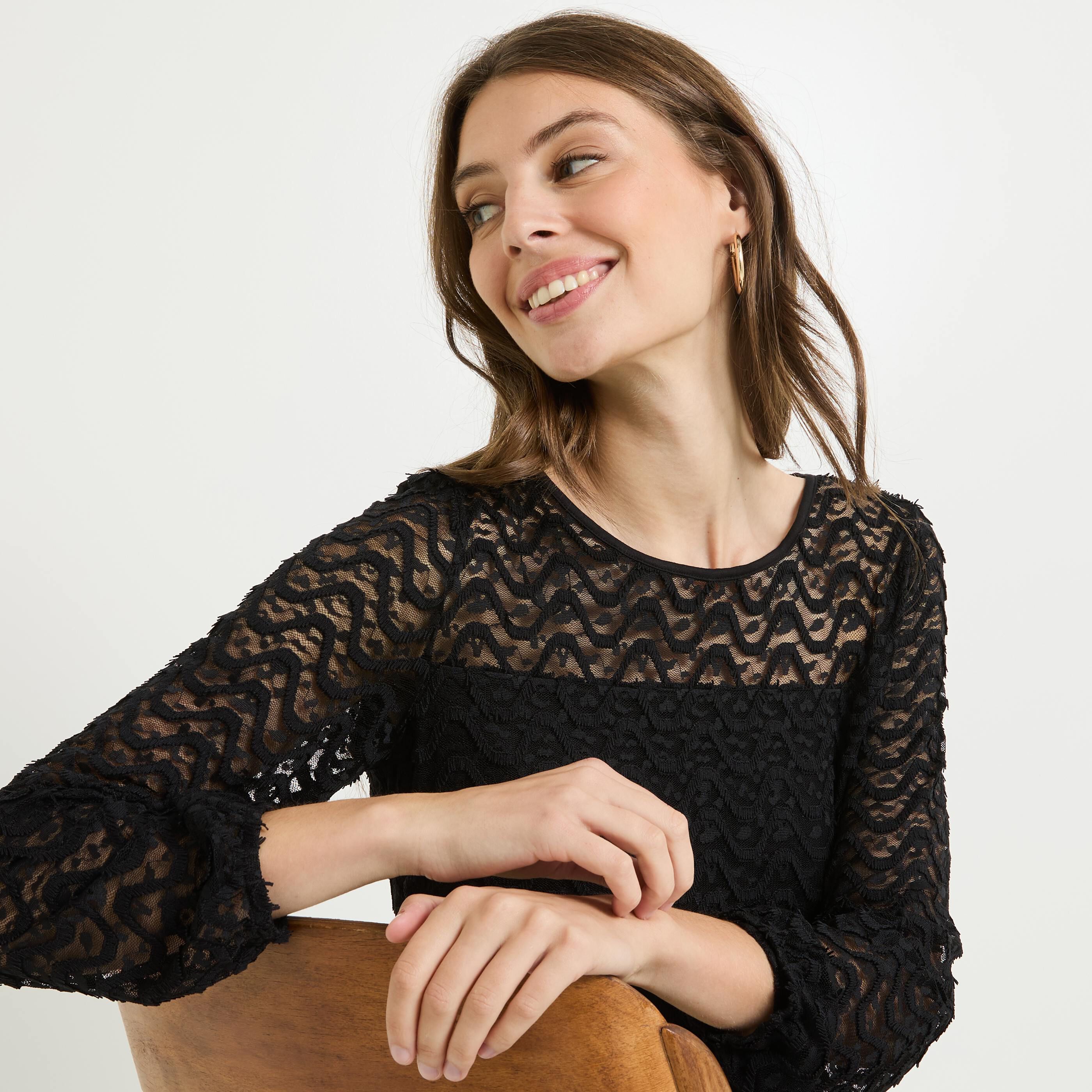 Blouse col rond femme NOIR Graindemalice