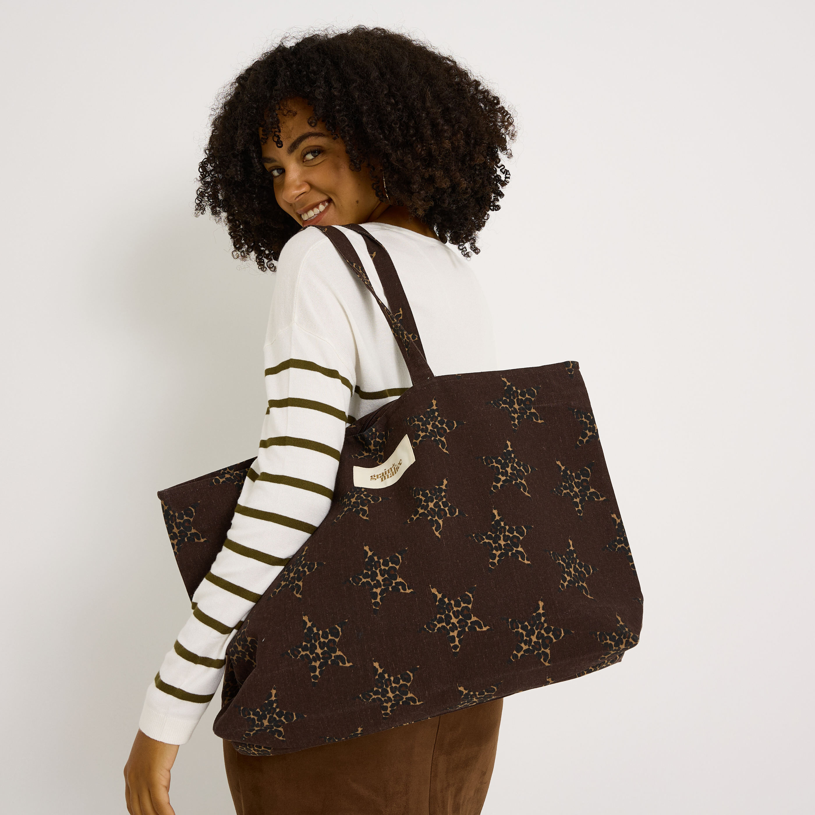 Tote bag &eacute;toiles imprim&eacute; l&eacute;opard femme