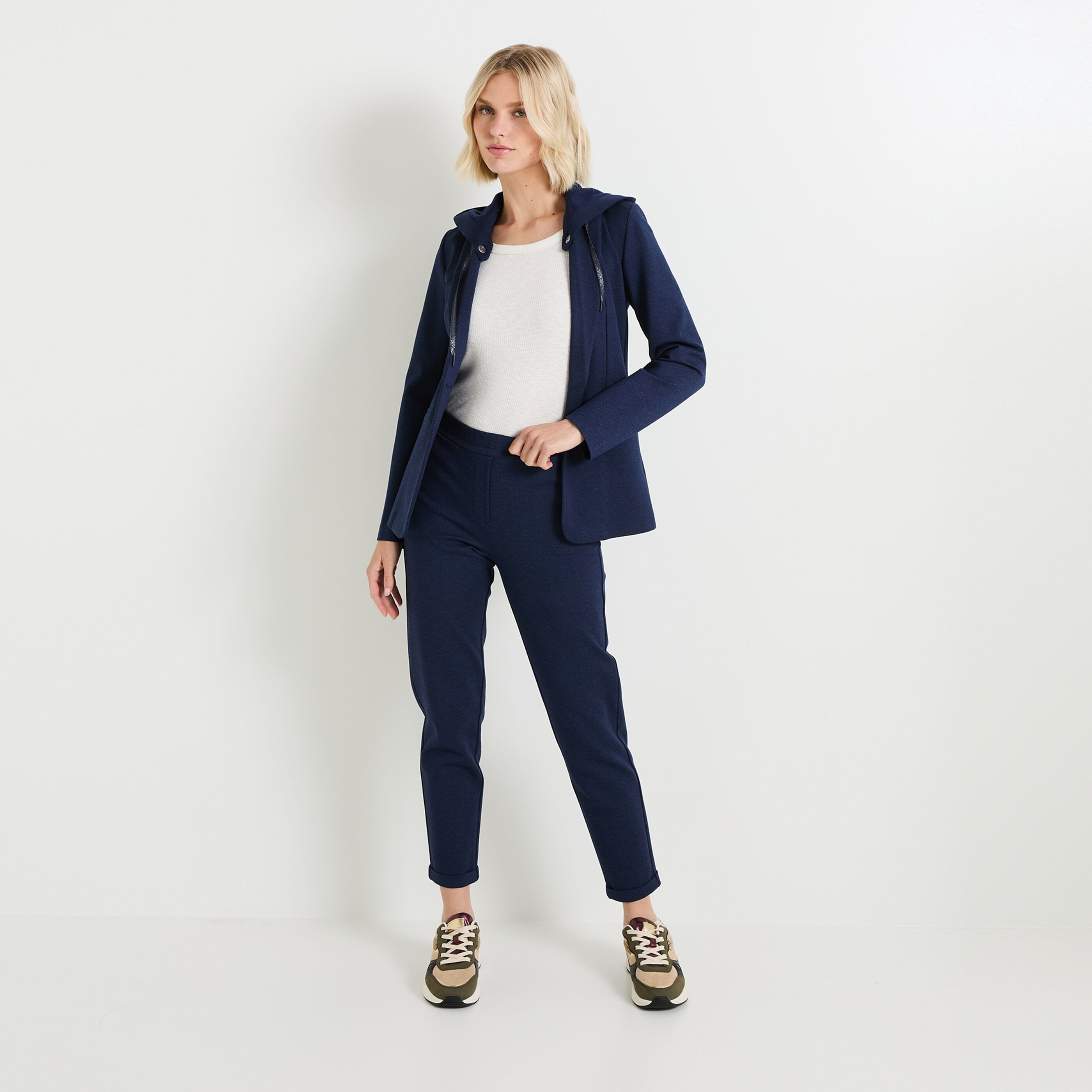 Pantalon cigarette maille femme