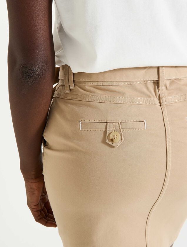 Jupe courte en popeline avec ceinture