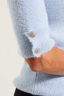Pull fluffy manches 3/4 femme