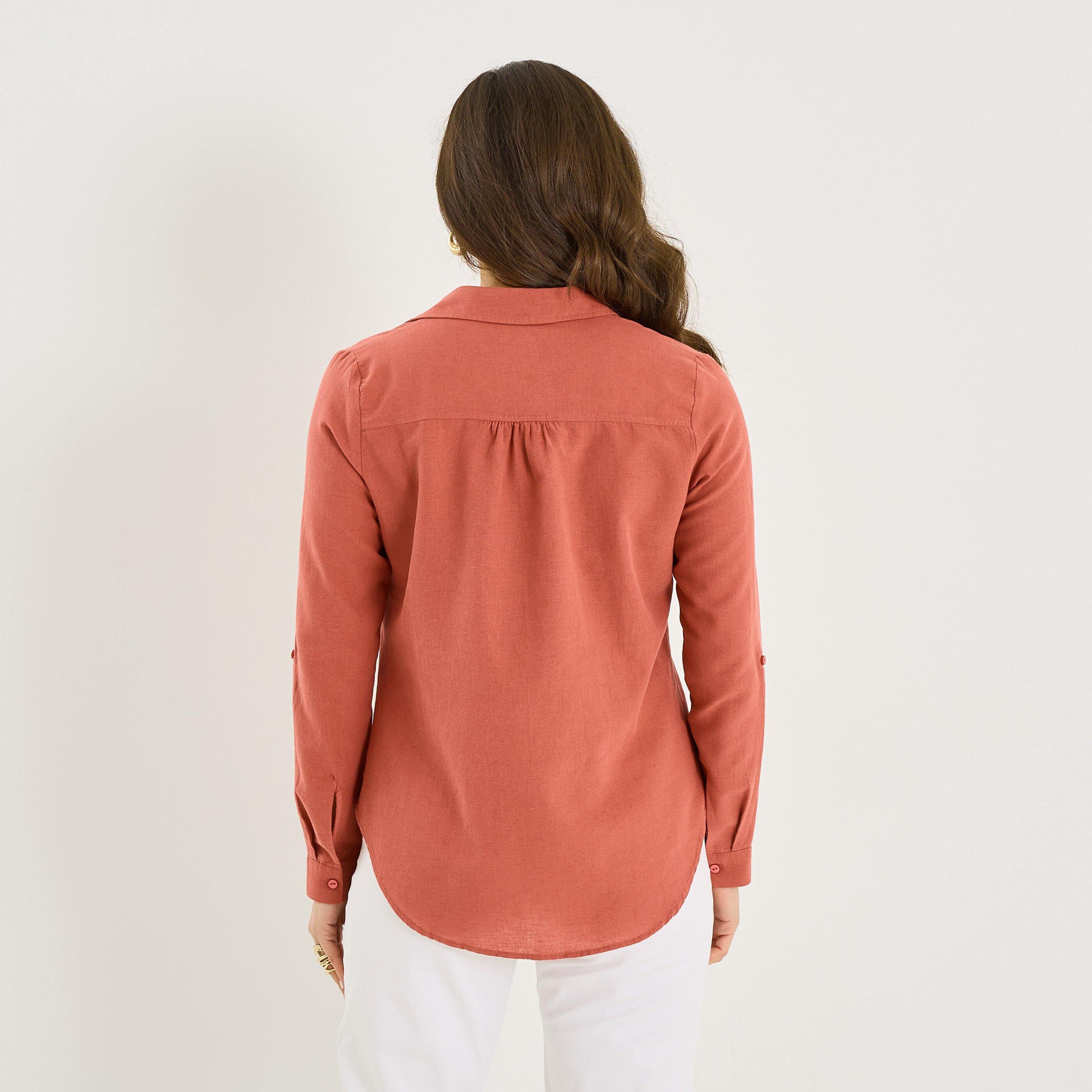 Vareuse unie en lin m&eacute;lang&eacute; femme