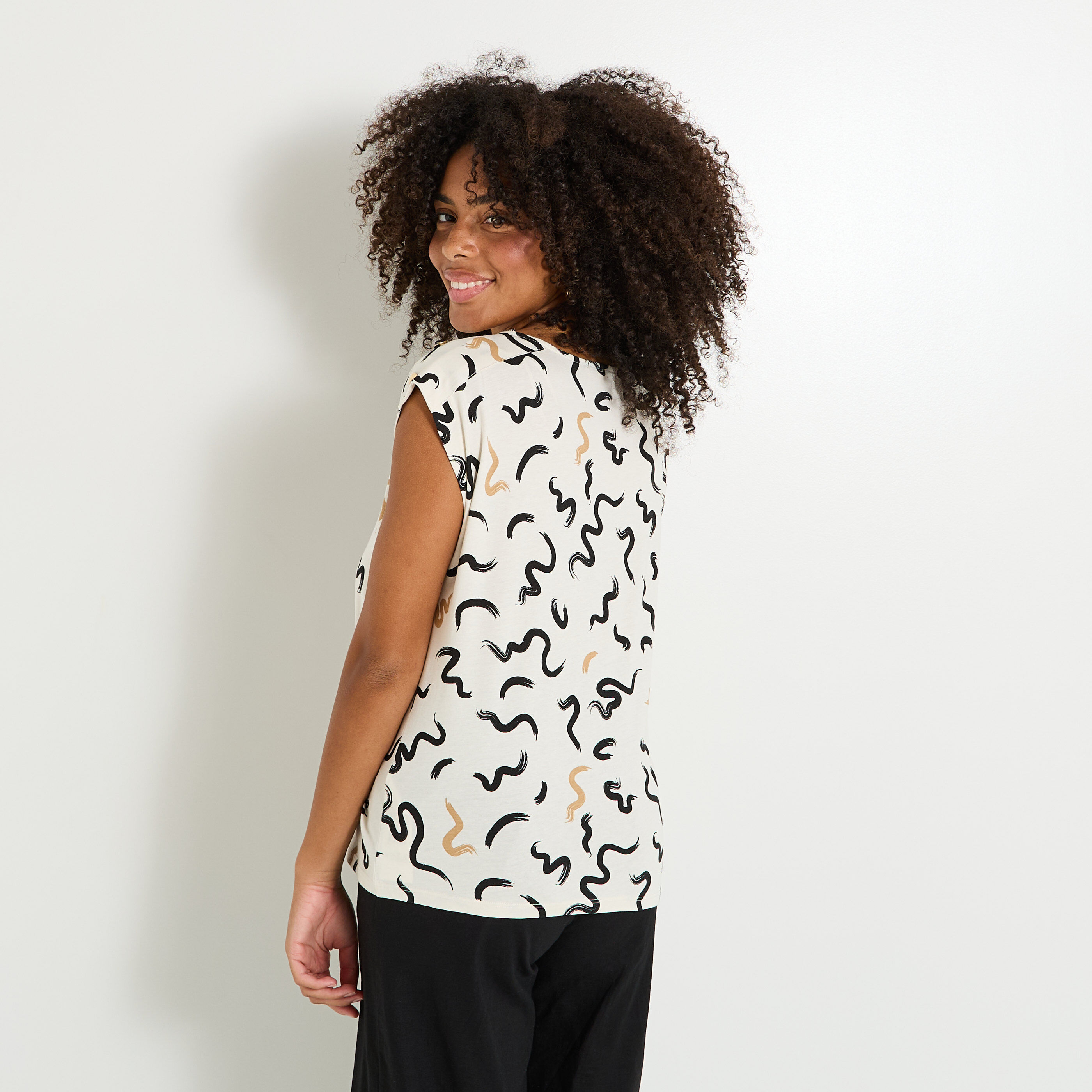 T-shirt imprim&eacute; manches courtes femme