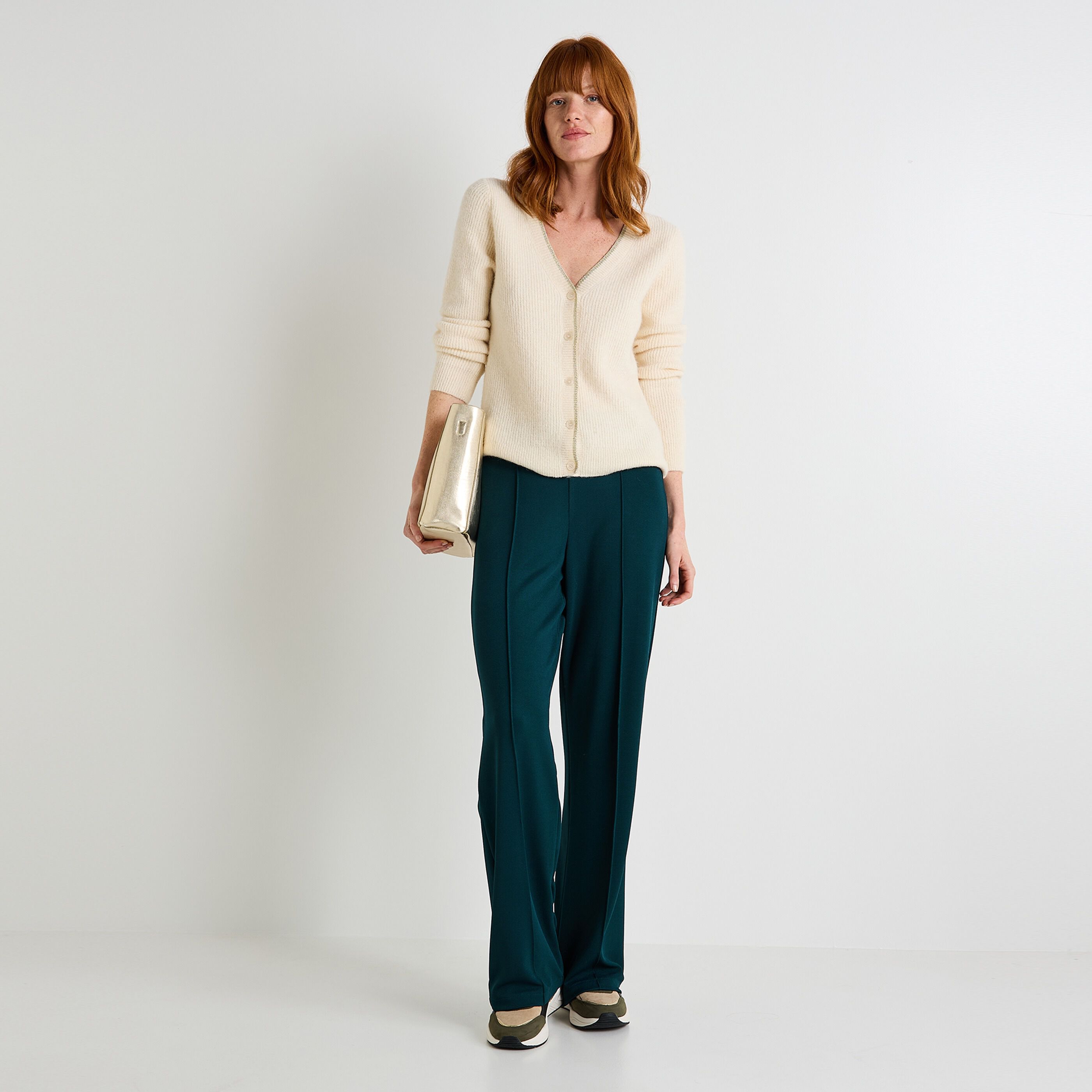 Pantalon large en maille femme