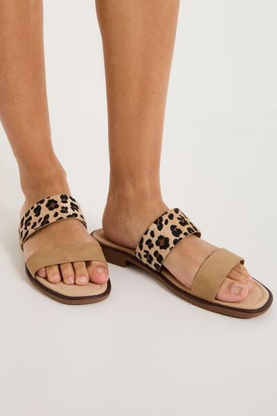 Mules plates imprimé léopard femme