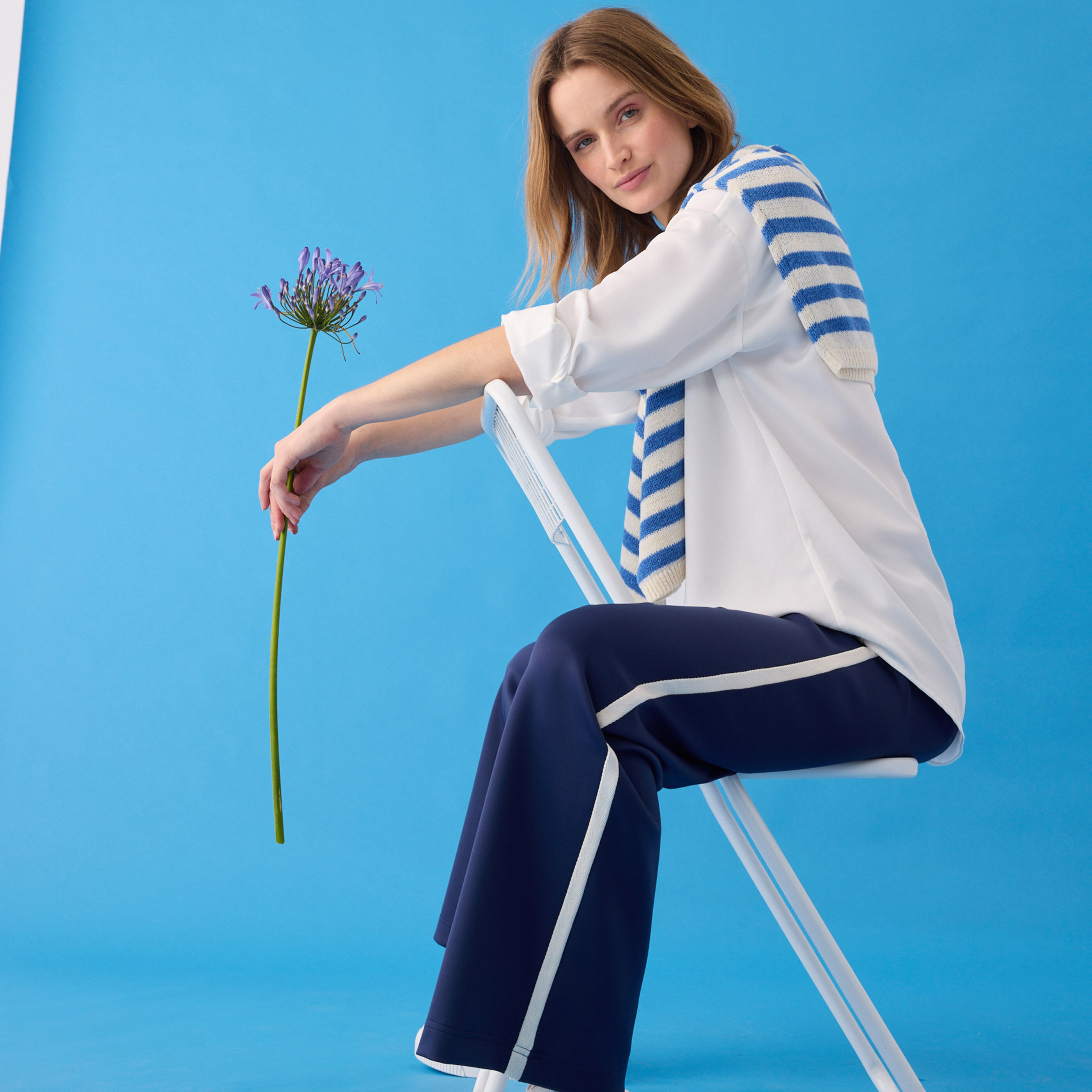 Pantalon large en maille femme