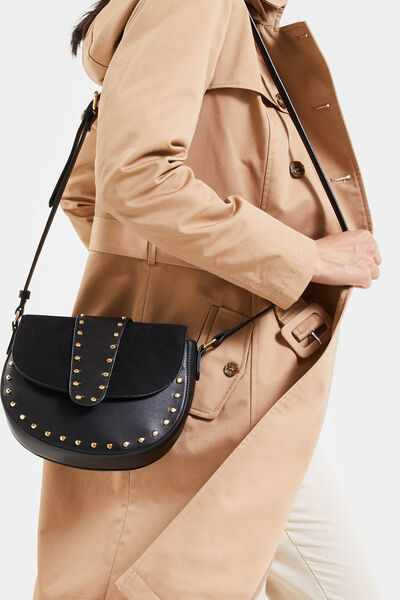 Sac à main noir bi-matière