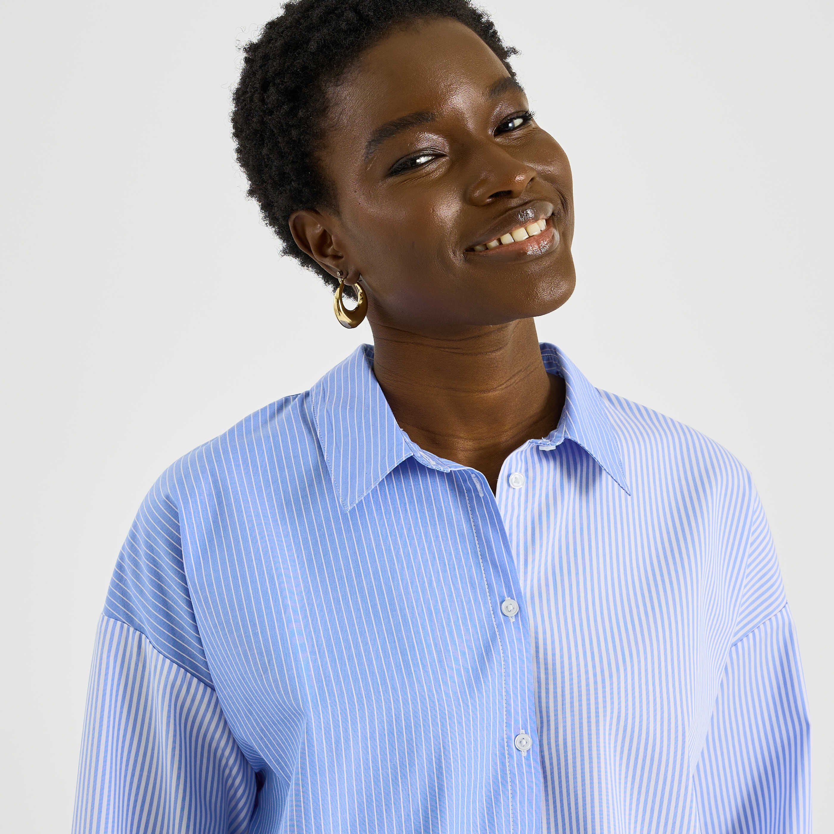 Chemise rayures contrast&eacute;es femme