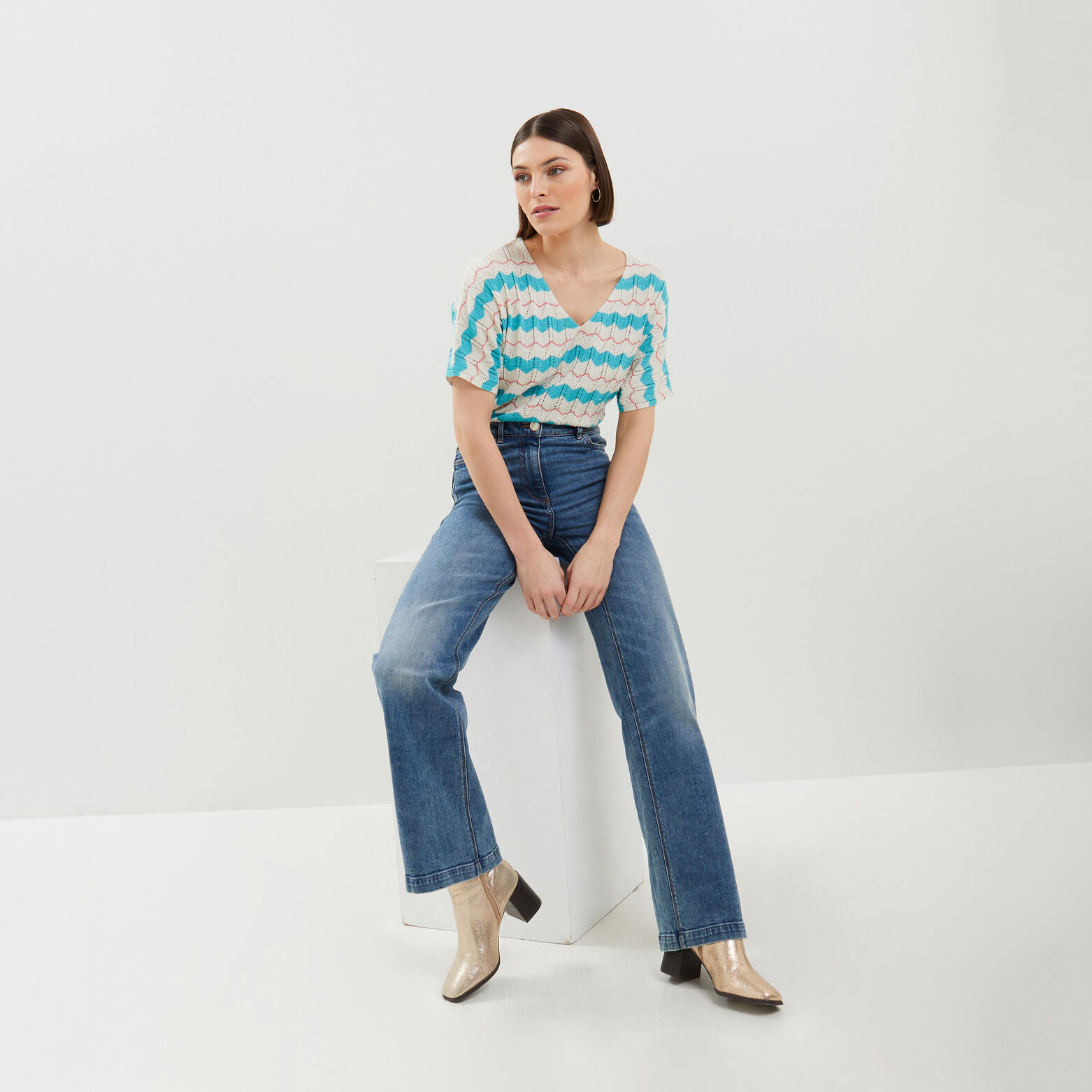 Pull maille ajourée femme