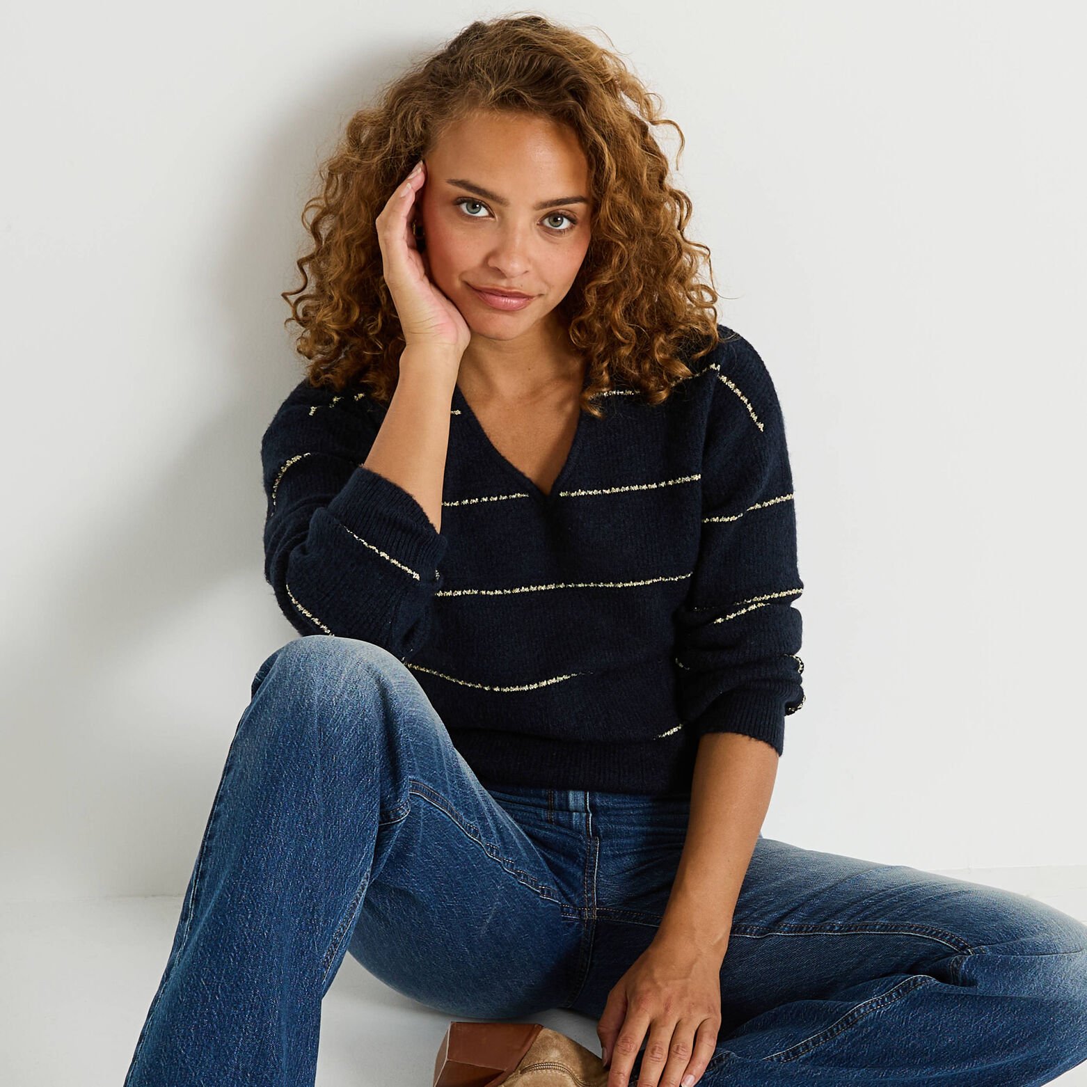 Pull marinière manches longues femme