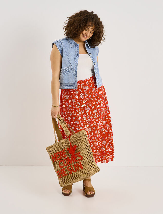 Jupe mi-longue imprim&eacute;e