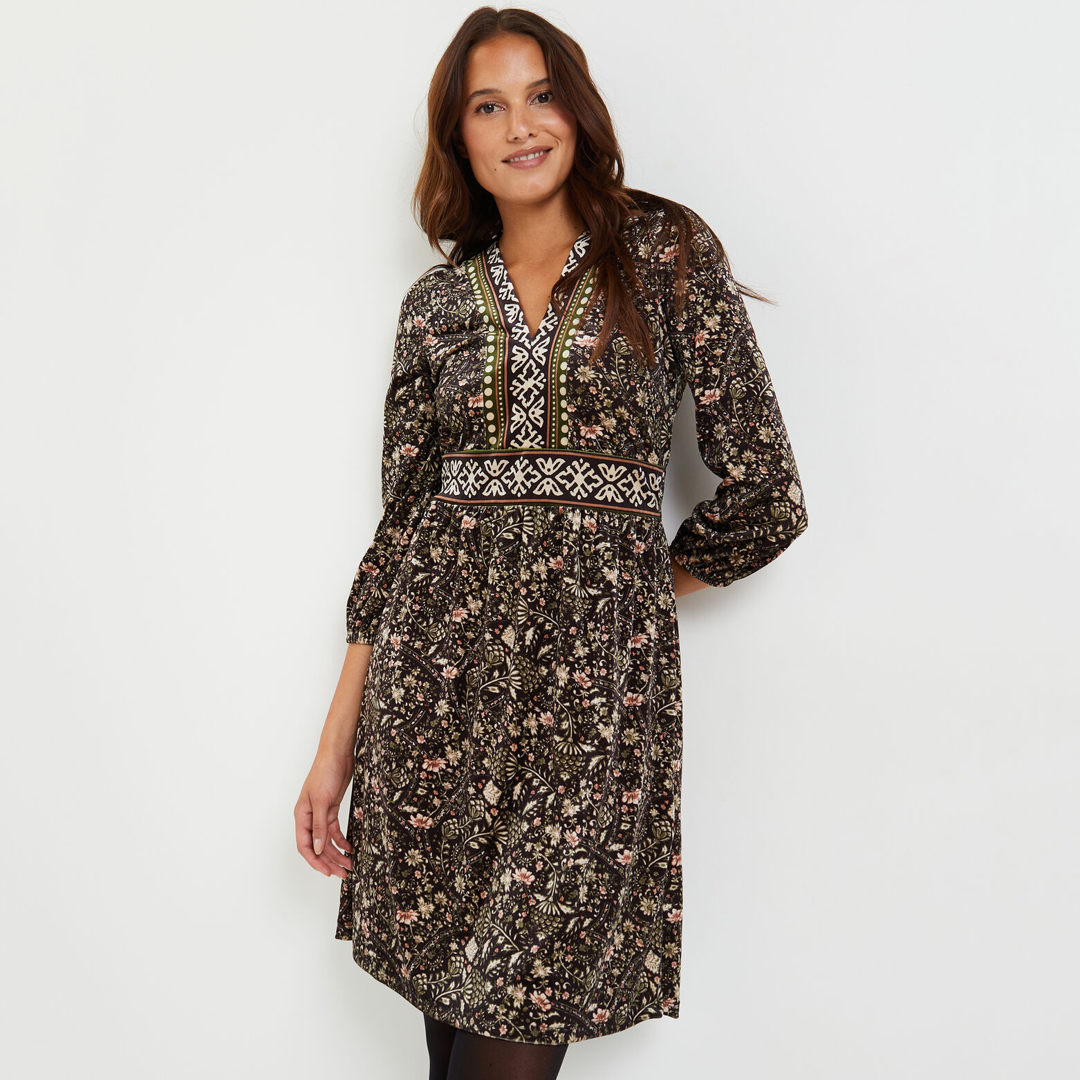 Robe imprimée en velours femme