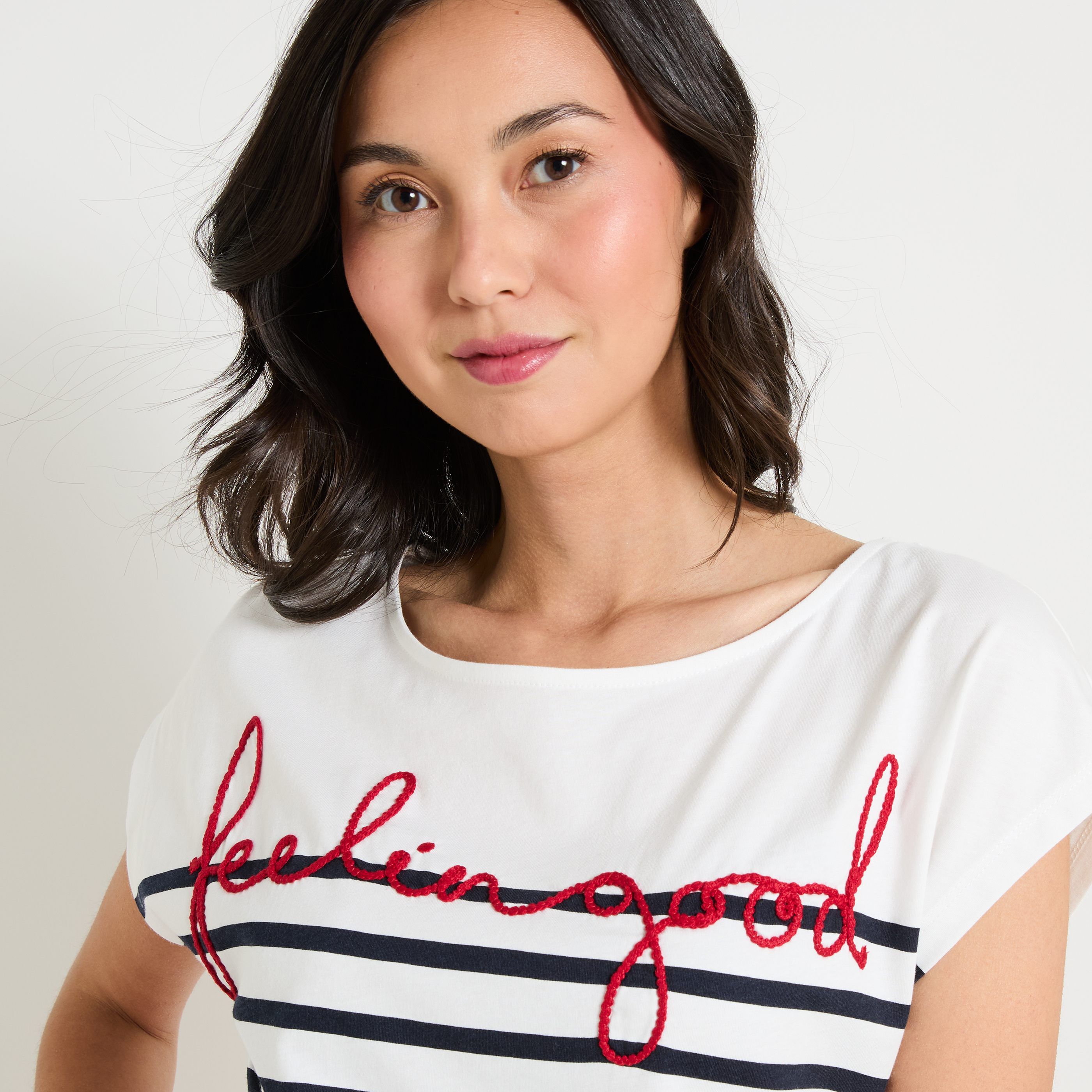 Tshirt ray&eacute; femme